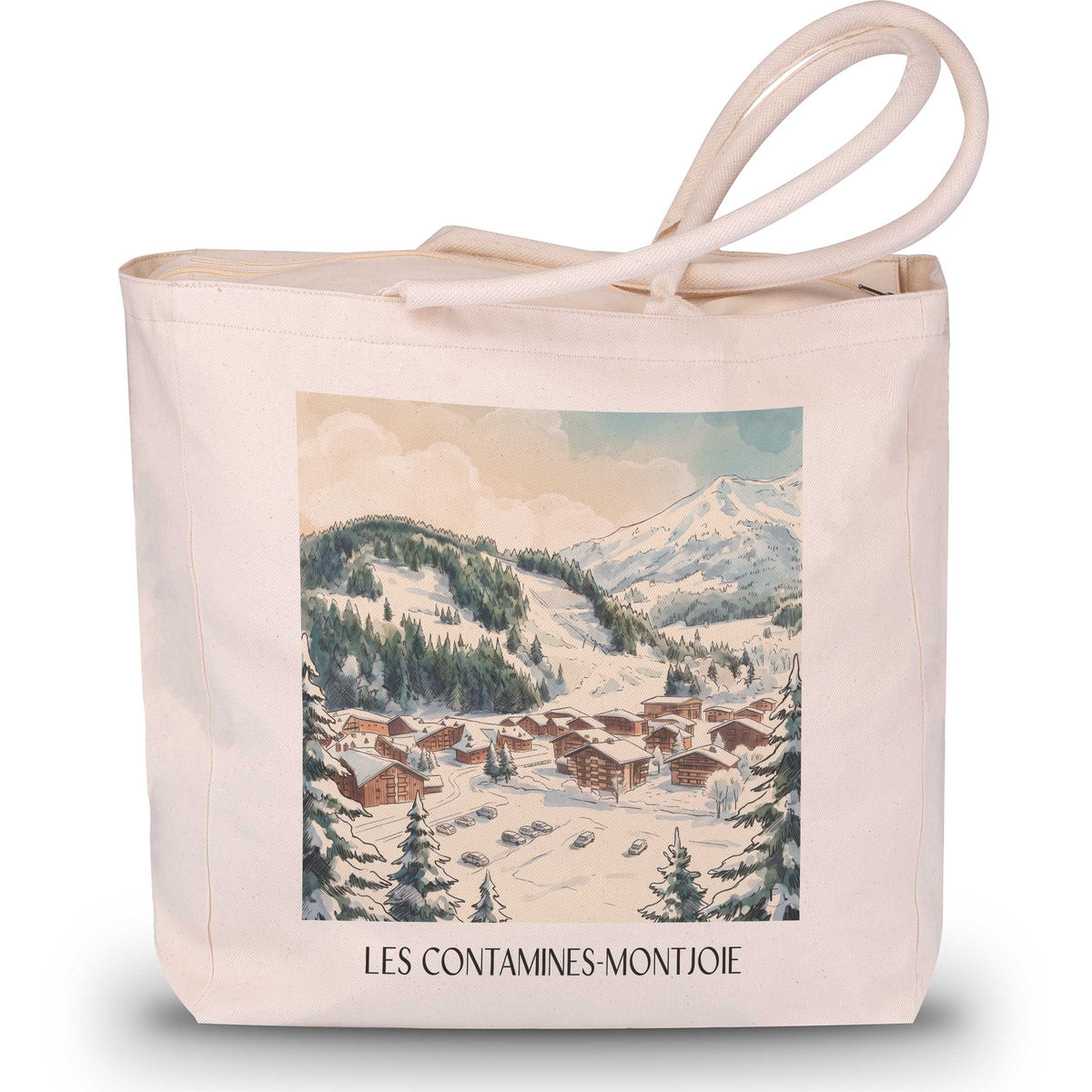les-contamines-montjoie-pays-du-mont-blanc-frankreich-einkaufstasche-aquarell