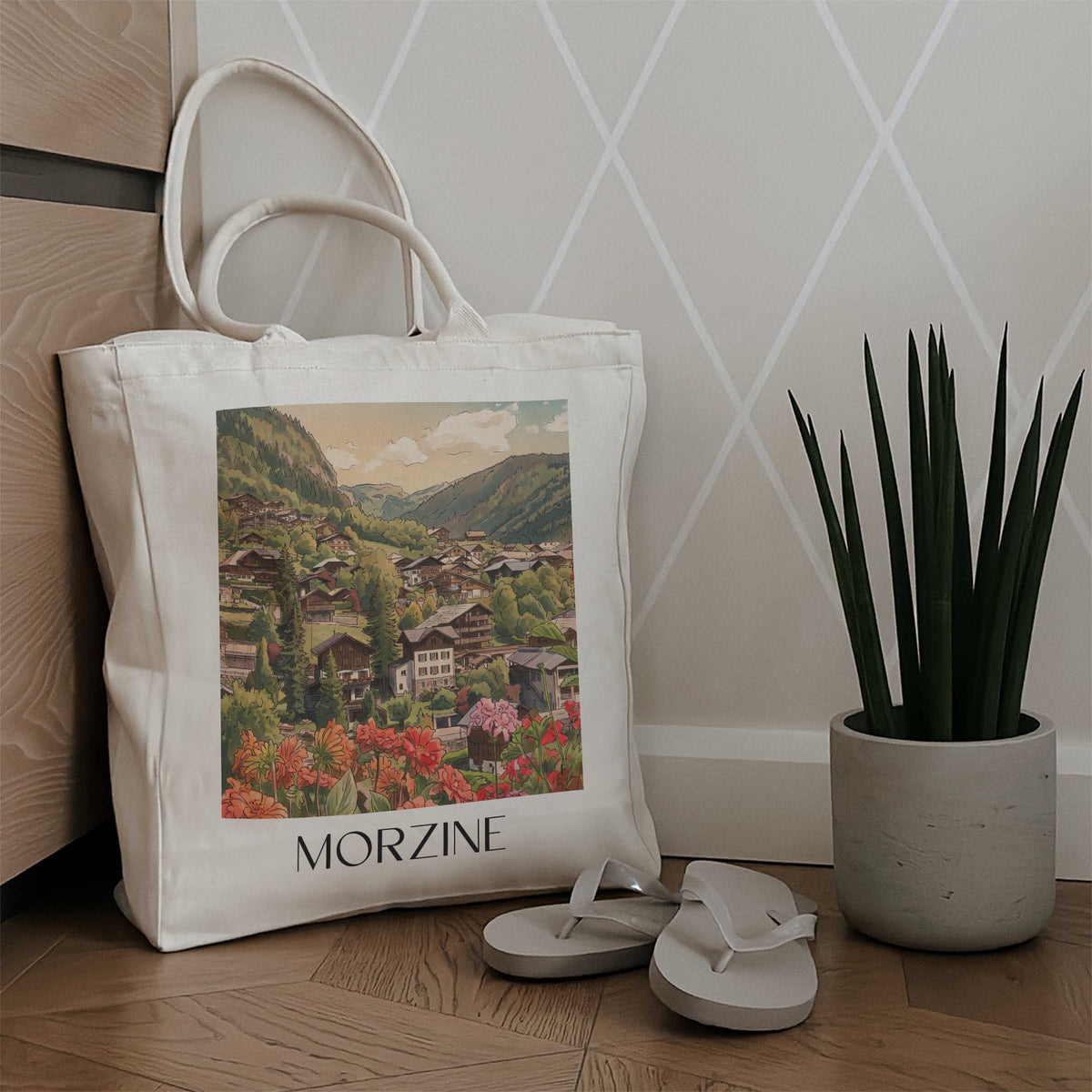 morzine-portes-du-soleil-frankreich-einkaufstasche-aquarell