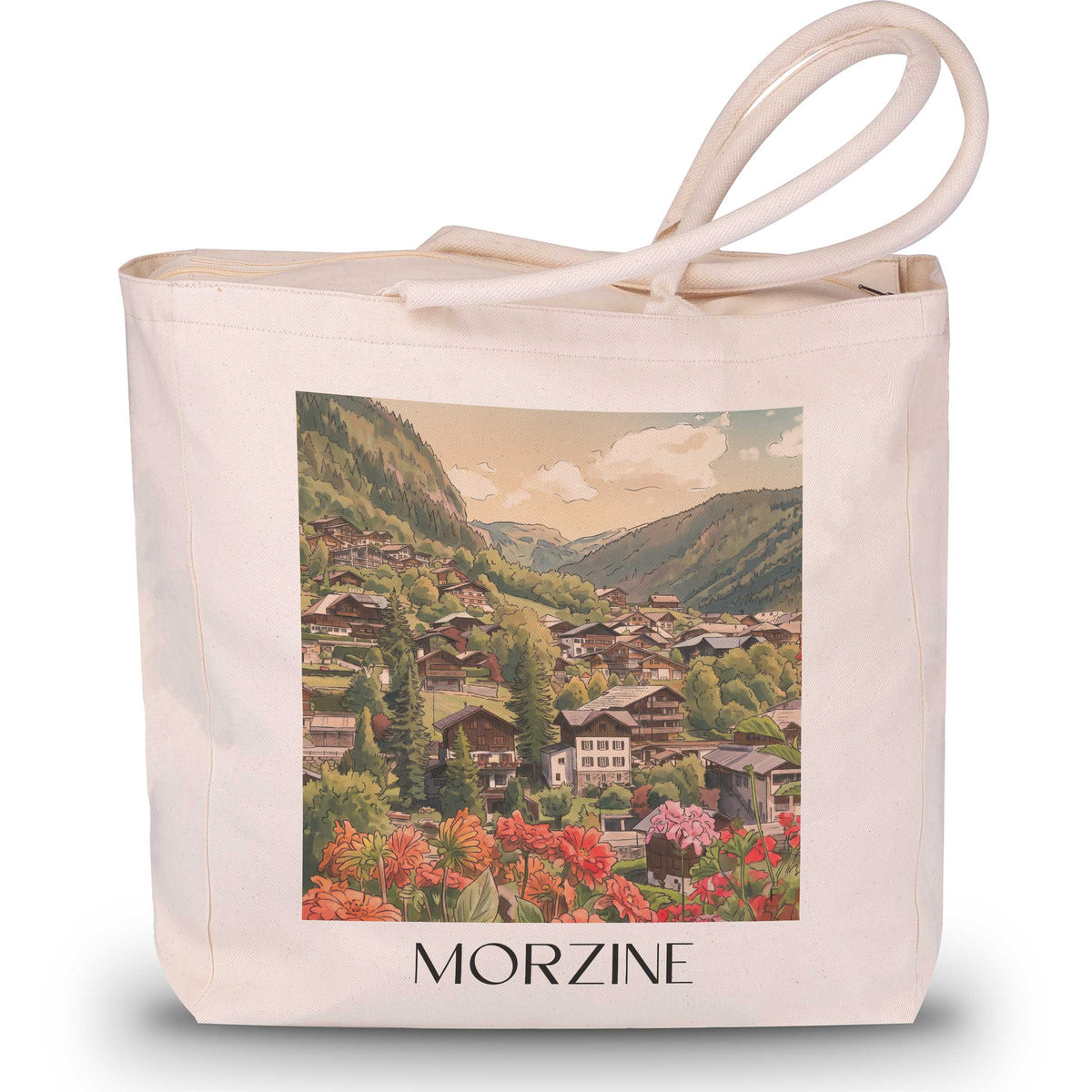 Morzine Shopping Tasche - Portes du Soleil - Frankreich Tote Bag - Einkaufstasche im Aquarell Stil