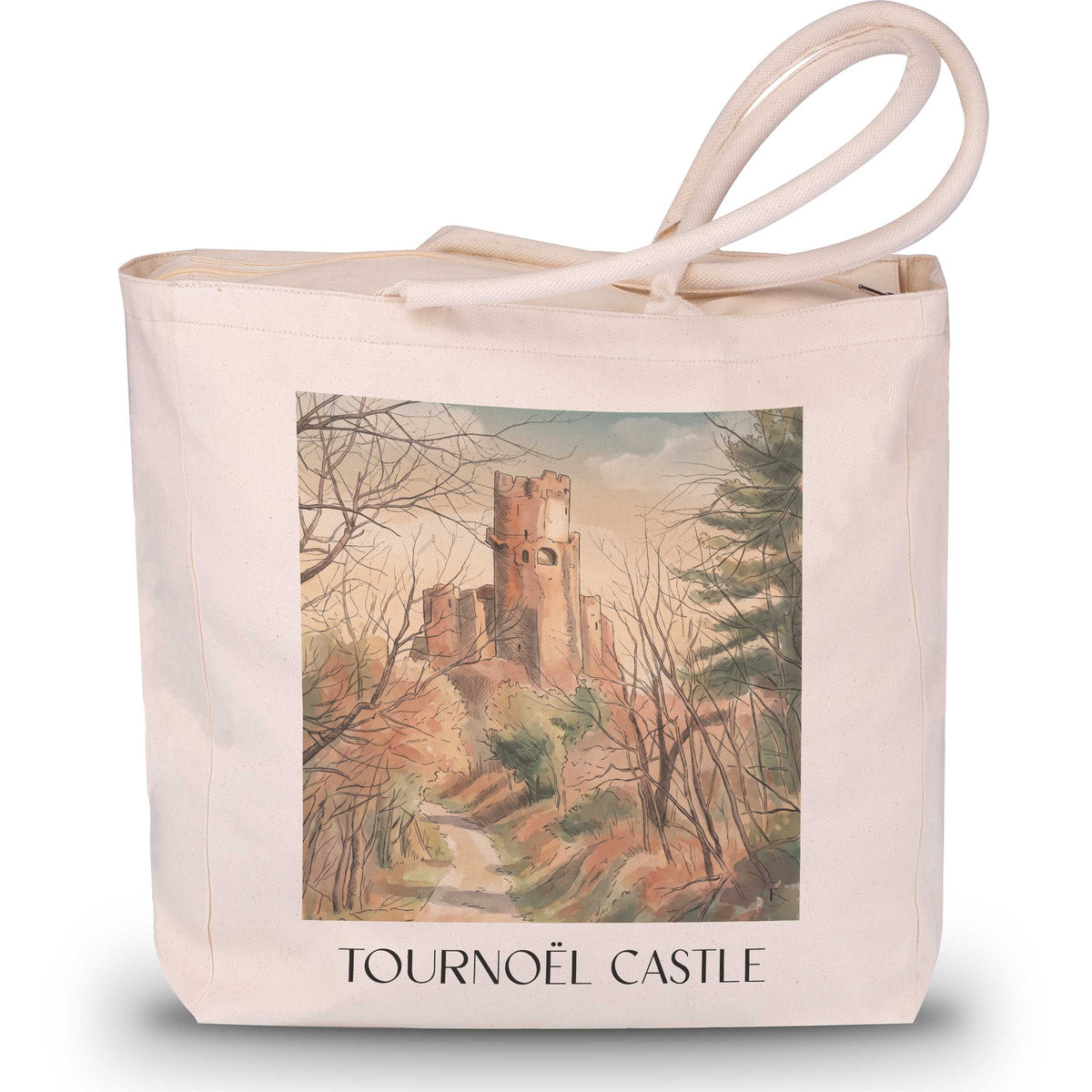 Château de Tournoël Shopping Tasche - Riom - Frankreich Tote Bag - Einkaufstasche im Aquarell Stil