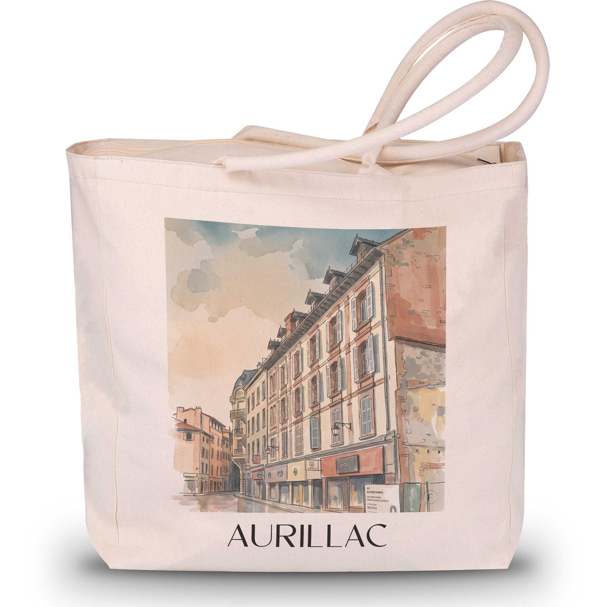 Aurillac Shopping Tasche - Cantal - Frankreich Tote Bag - Einkaufstasche im Aquarell Stil