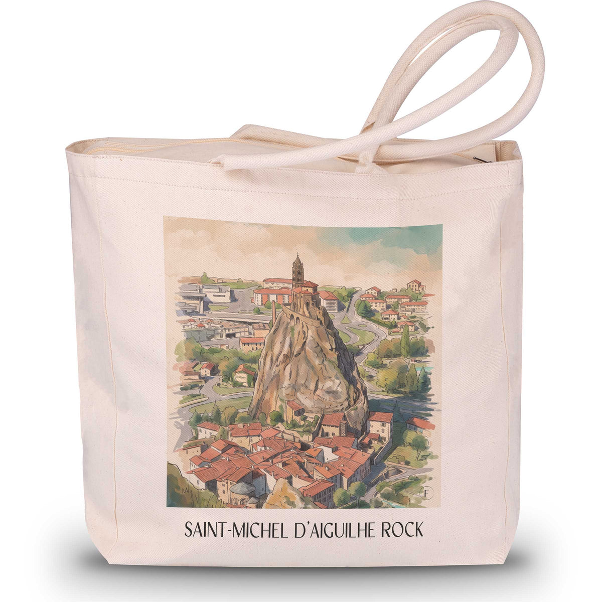 Rocher Saint-Michel d'Aiguilhe Shopping Tasche - Le Puy-en-Velay - Frankreich Tote Bag - Einkaufstasche im Aquarell Stil
