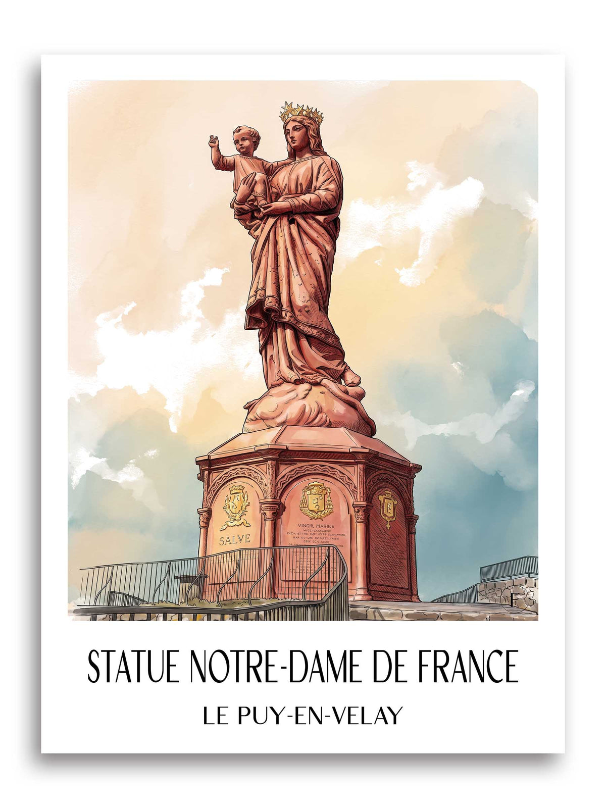 statue-notre-dame-de-france-le-puy-en-velay-frankreich-poster-aquarell