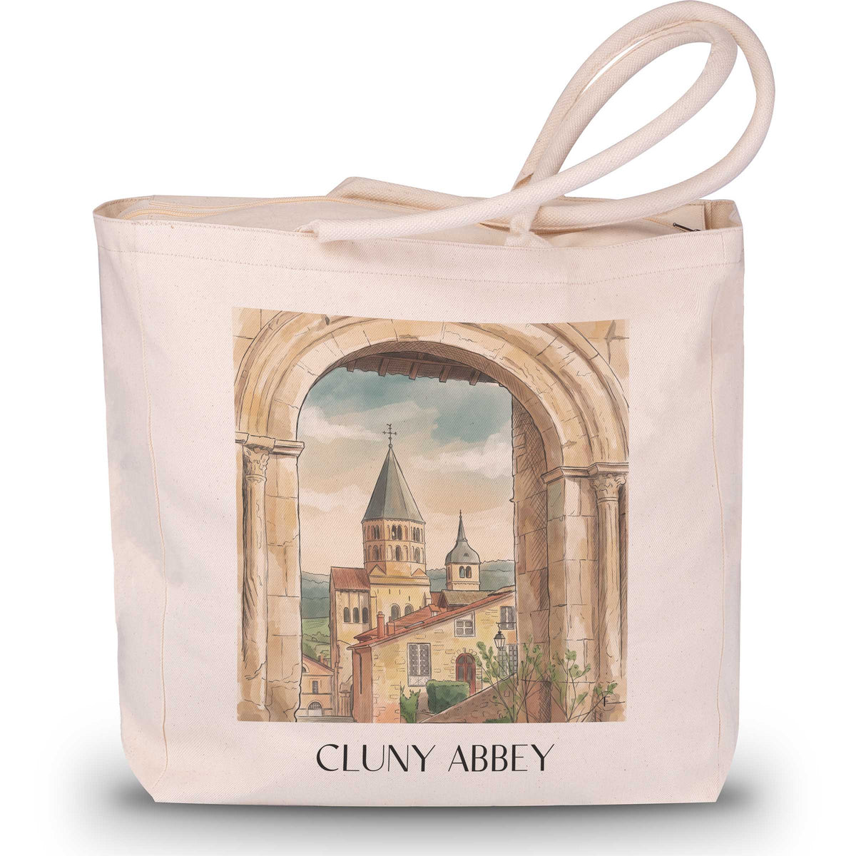 Abbaye de Cluny Shopping Tasche - Mâconnais - Frankreich Tote Bag - Einkaufstasche im Aquarell Stil