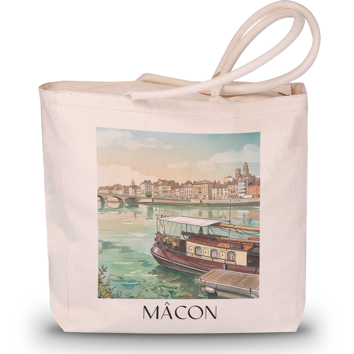 Mâcon Shopping Tasche - Mâconnais - Frankreich Tote Bag - Einkaufstasche im Aquarell Stil