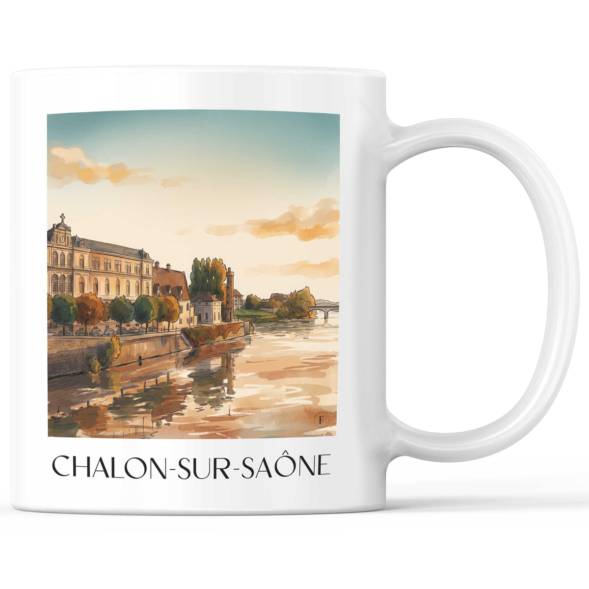 Chalon-sur-Saône Kaffeebecher - Val de Saône - Frankreich Becher - Kaffeetasse im Aquarell Stil