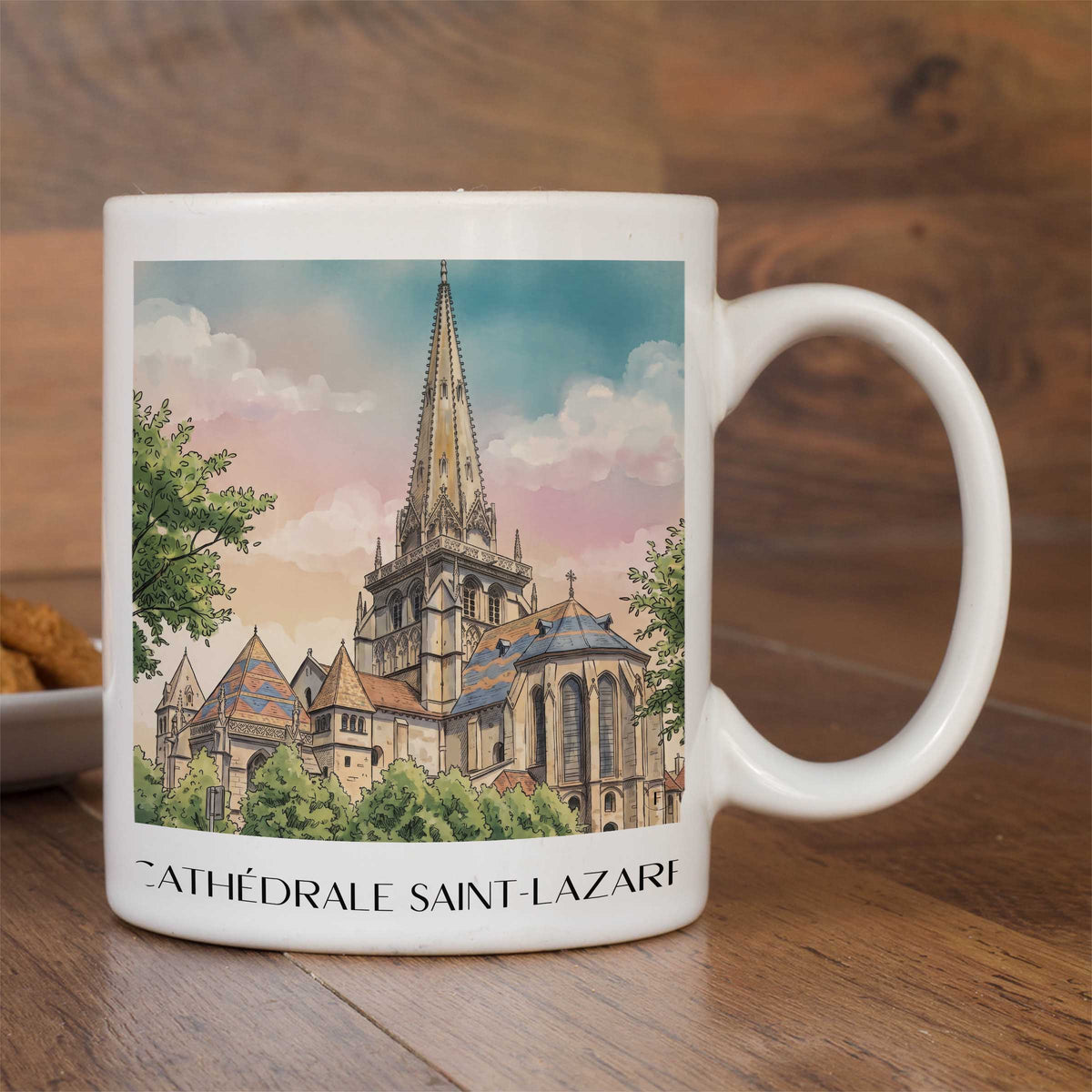 cathédrale-saint-lazare-autun-frankreich-kaffeebecher-aquarell