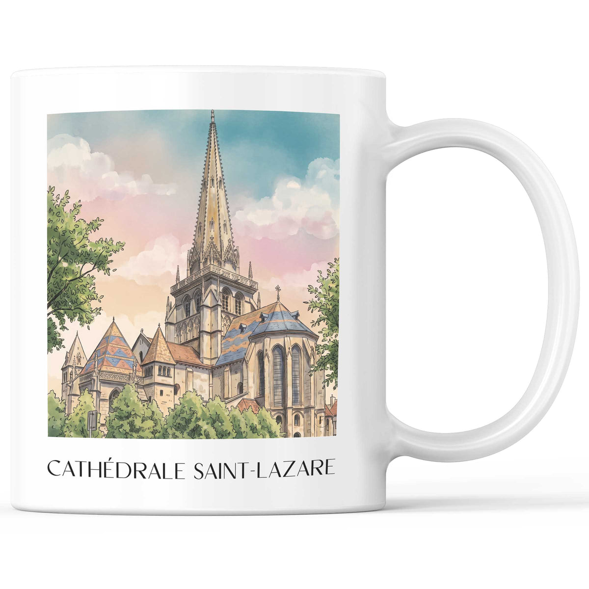Cathédrale Saint-Lazare Kaffeebecher - Autun - Frankreich Becher - Kaffeetasse im Aquarell Stil