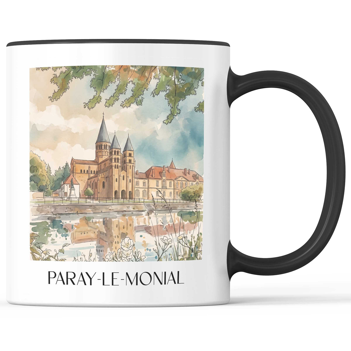 paray-le-monial-brionnais-frankreich-kaffeebecher-aquarell
