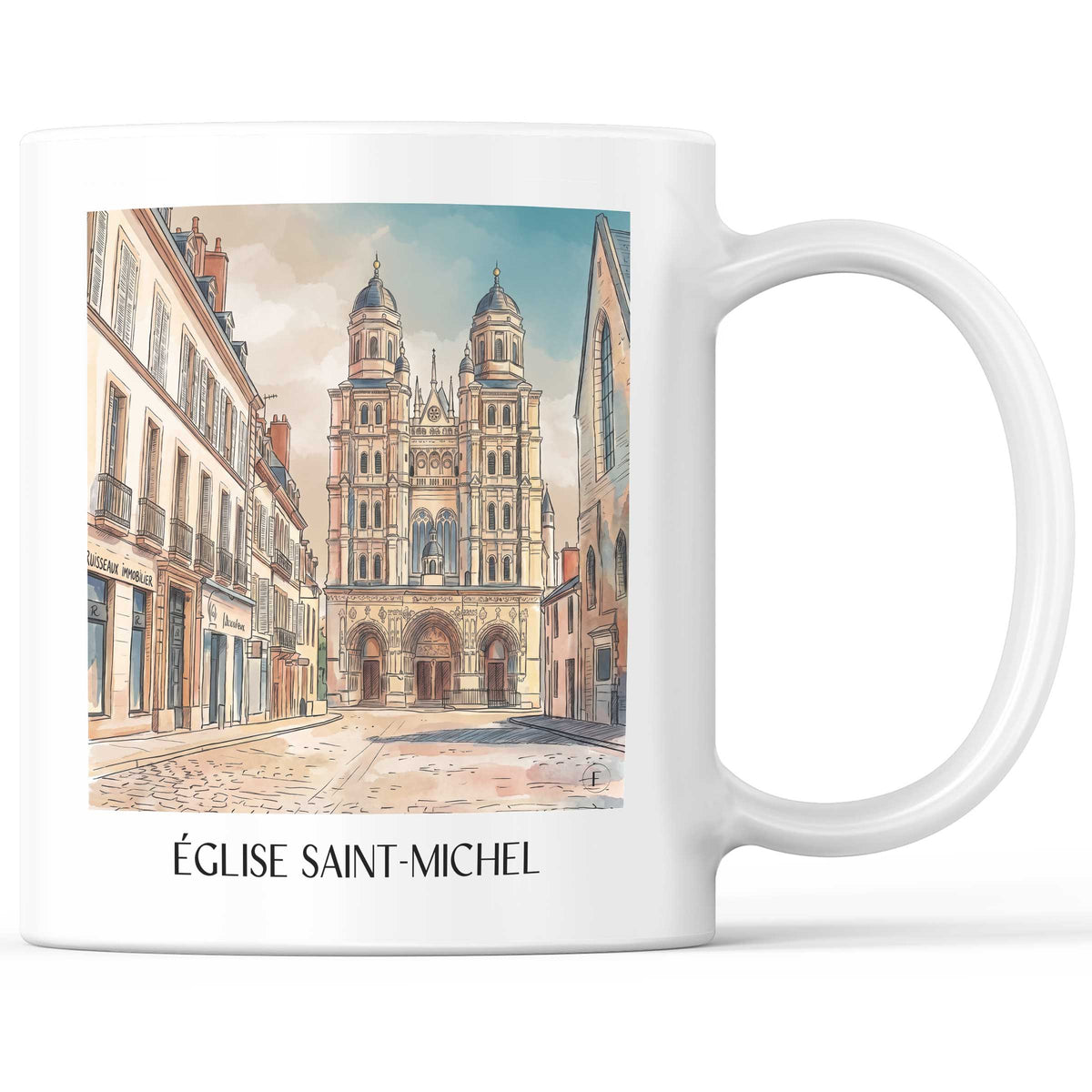 Église Saint-Michel Kaffeebecher - Dijon - Frankreich Becher - Kaffeetasse im Aquarell Stil