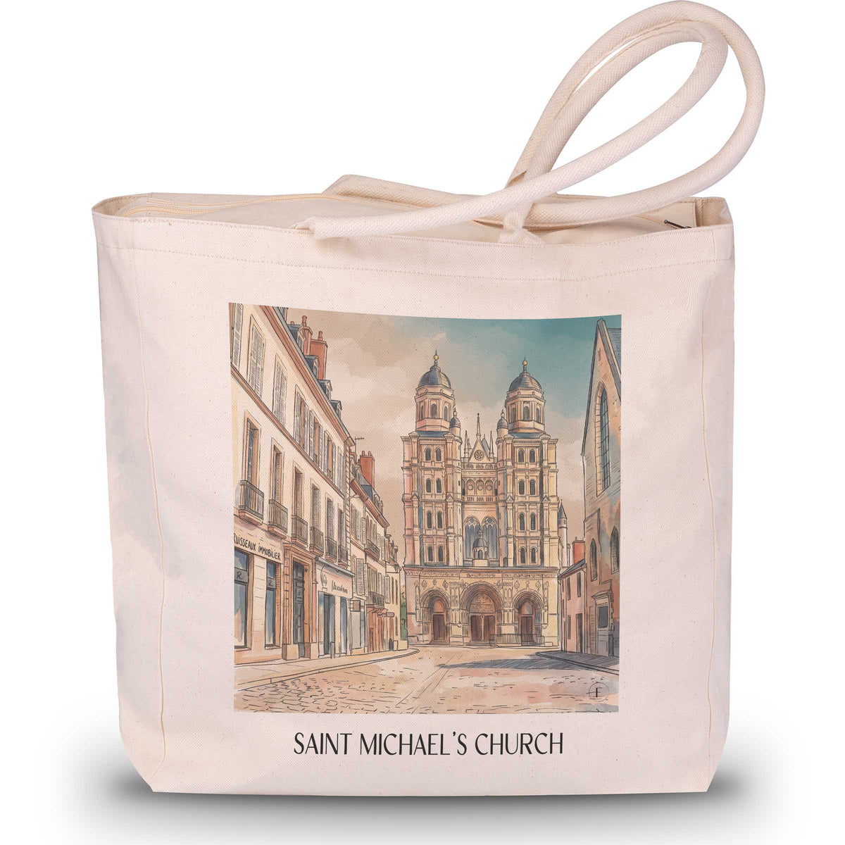 Église Saint-Michel Shopping Tasche - Dijon - Frankreich Tote Bag - Einkaufstasche im Aquarell Stil