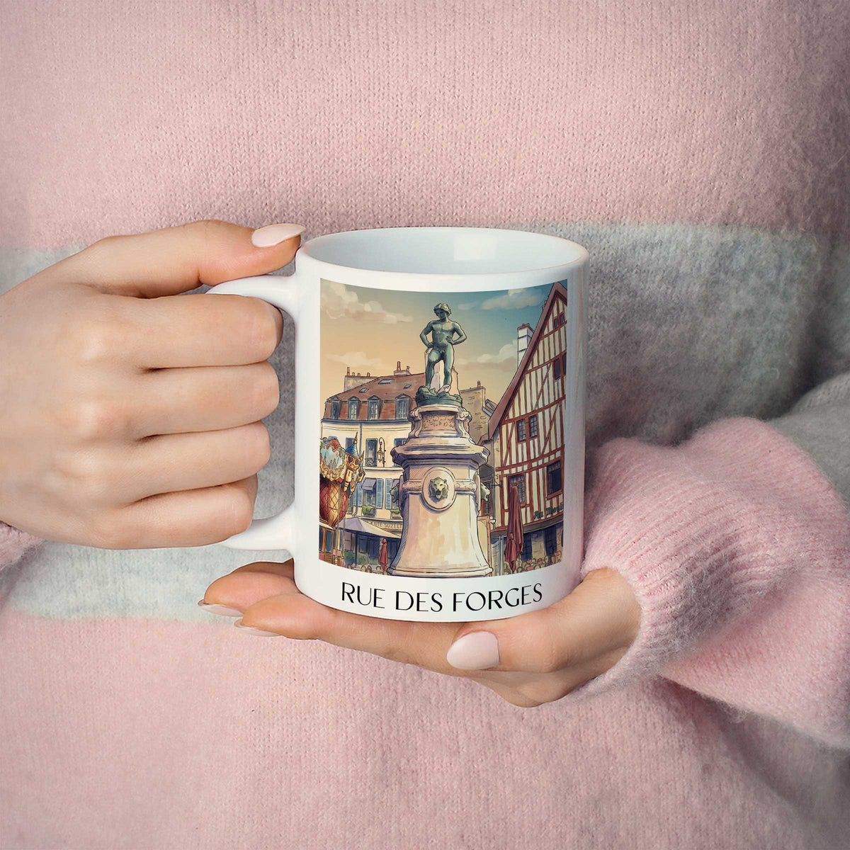 rue-des-forges-dijon-frankreich-kaffeebecher-aquarell
