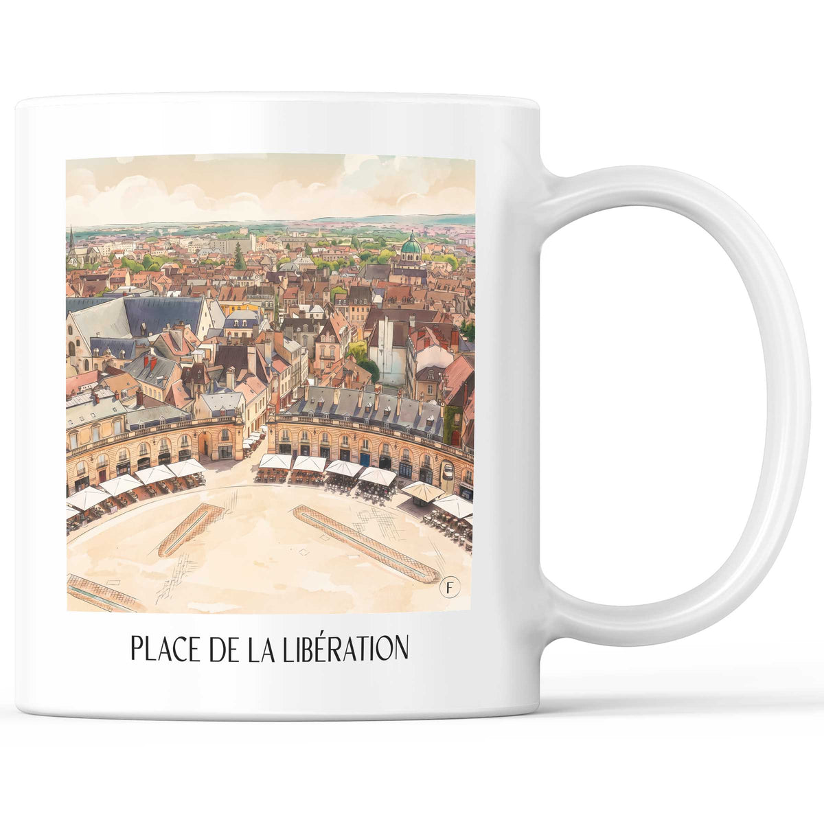 Place de la Libération Kaffeebecher - Dijon - Frankreich Becher - Kaffeetasse im Aquarell Stil