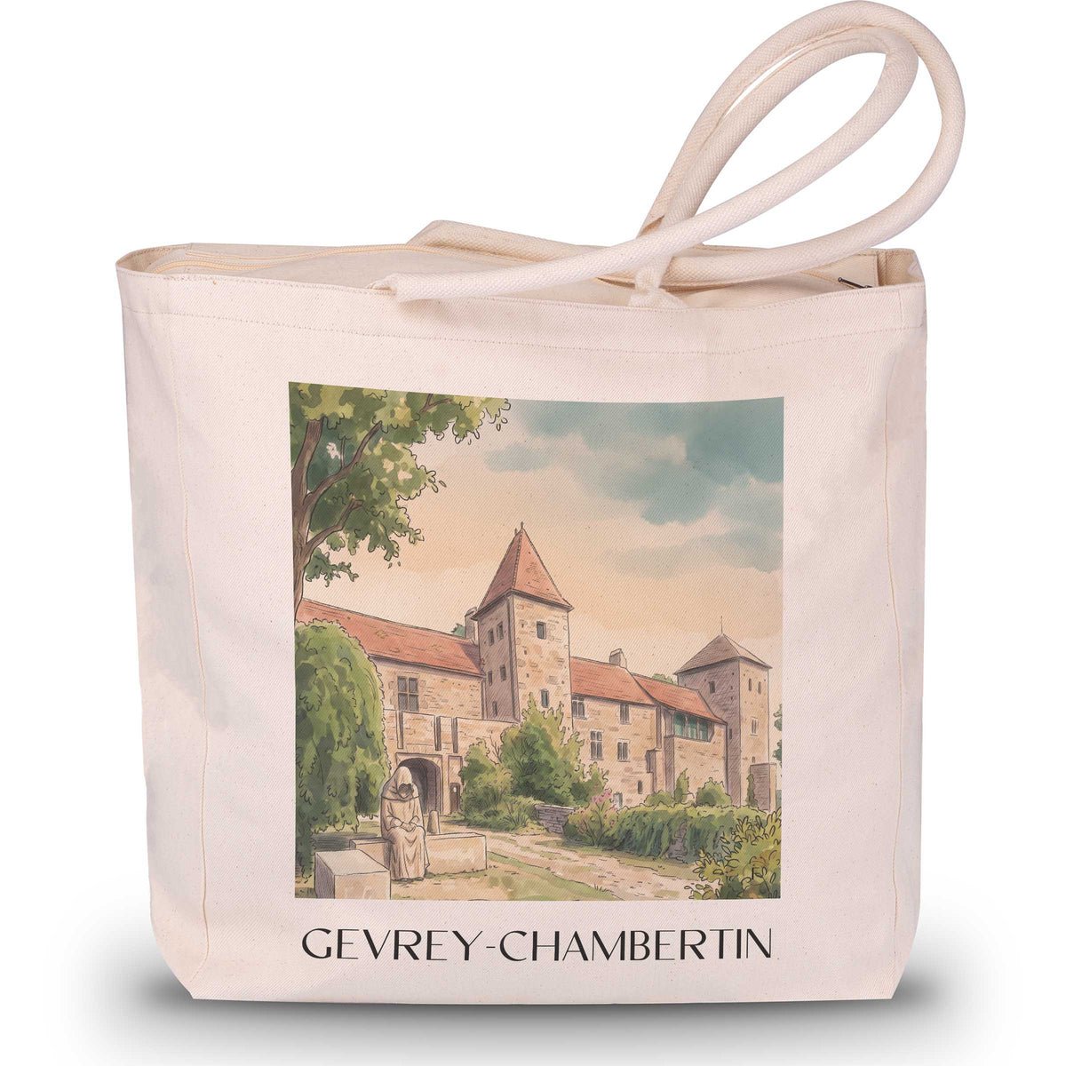 gevrey-chambertin-côte-de-nuits-frankreich-einkaufstasche-aquarell