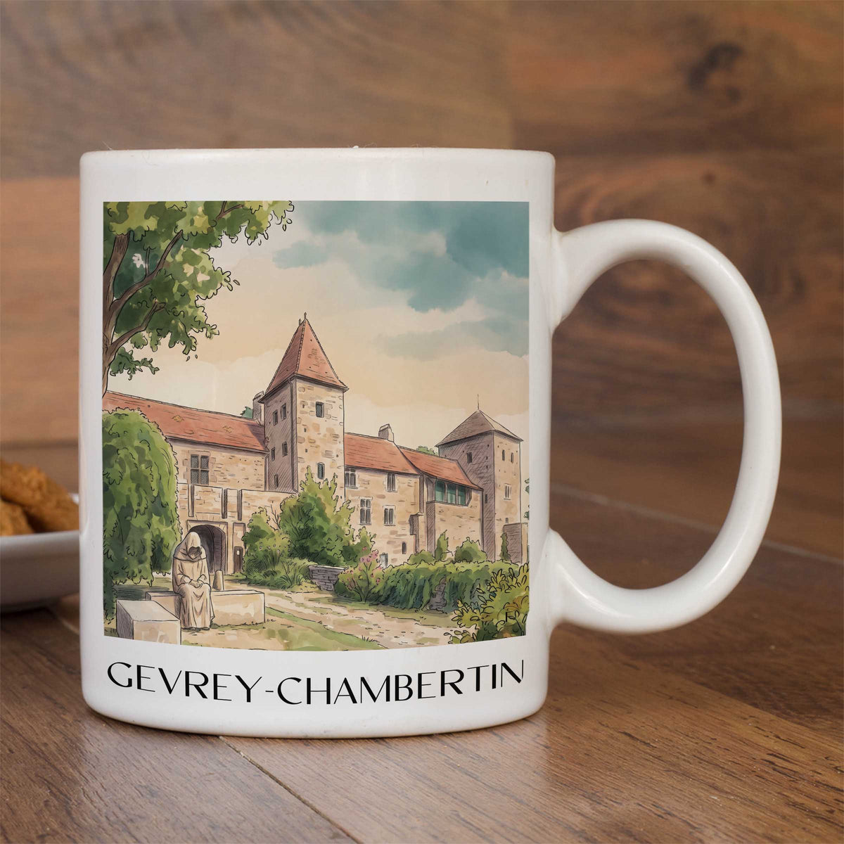 gevrey-chambertin-côte-de-nuits-frankreich-kaffeebecher-aquarell
