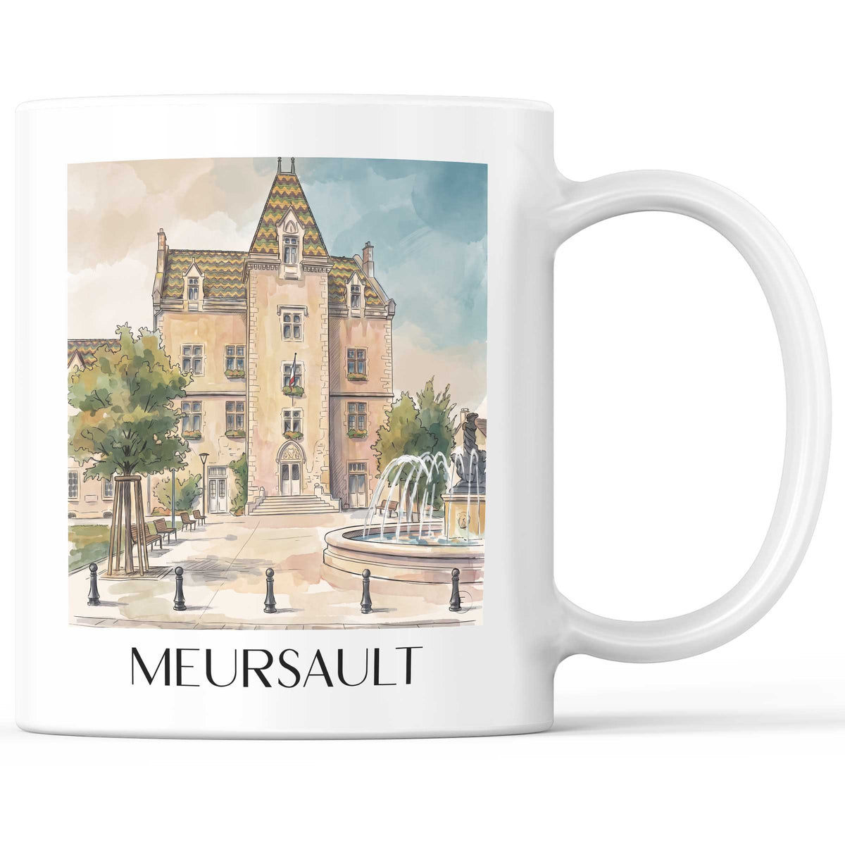 Meursault Kaffeebecher - Côte de Beaune - Frankreich Becher - Kaffeetasse im Aquarell Stil