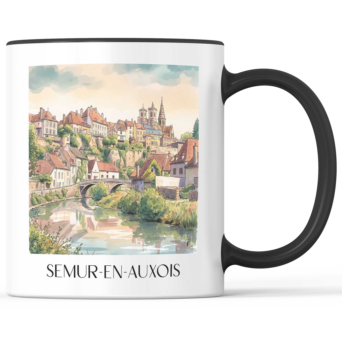 semur-en-auxois-auxois-frankreich-kaffeebecher-aquarell