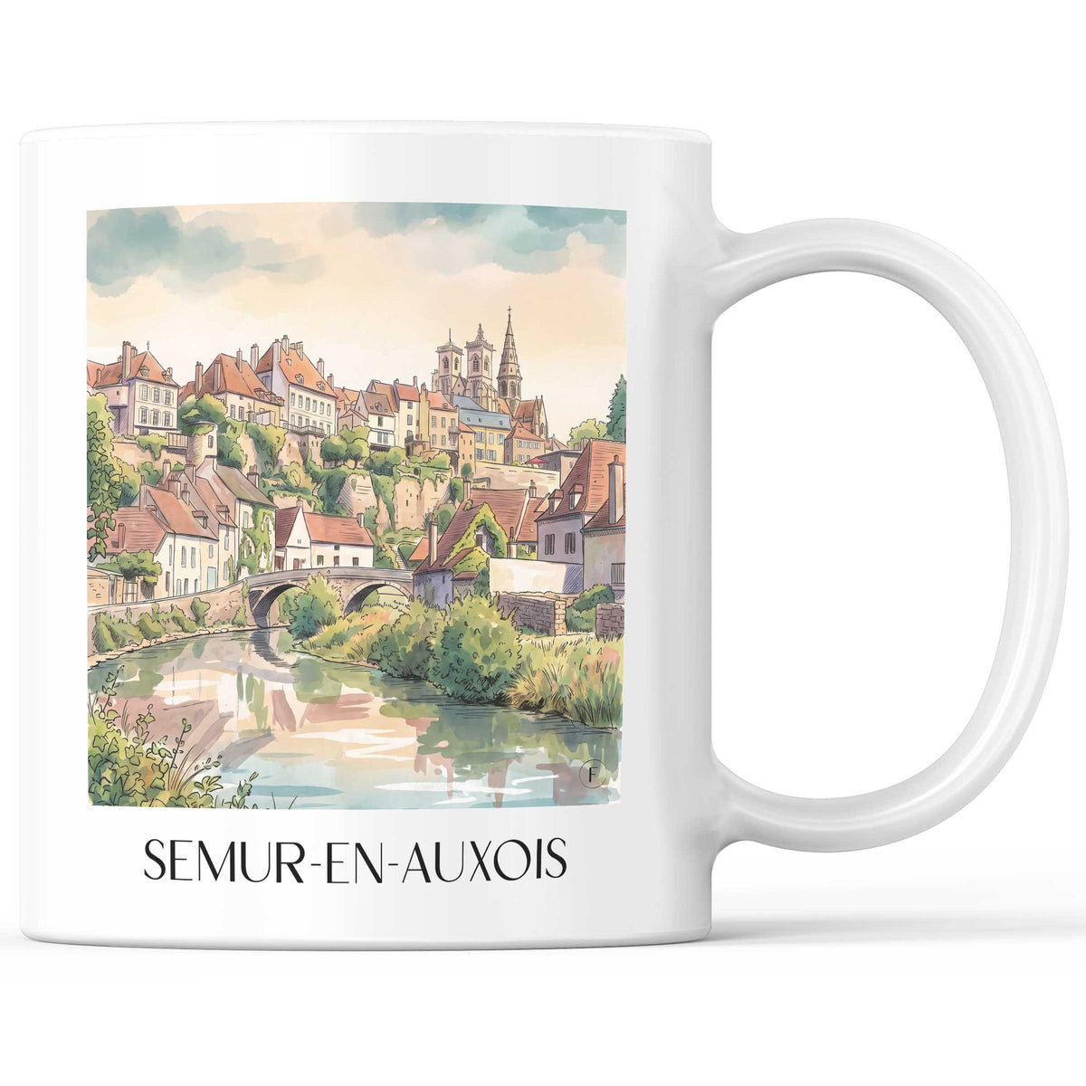 Semur-en-Auxois Kaffeebecher - Auxois - Frankreich Becher - Kaffeetasse im Aquarell Stil