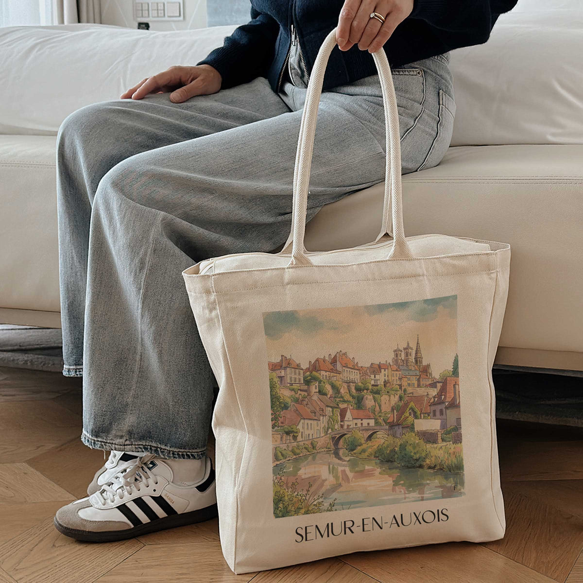 semur-en-auxois-auxois-frankreich-einkaufstasche-aquarell