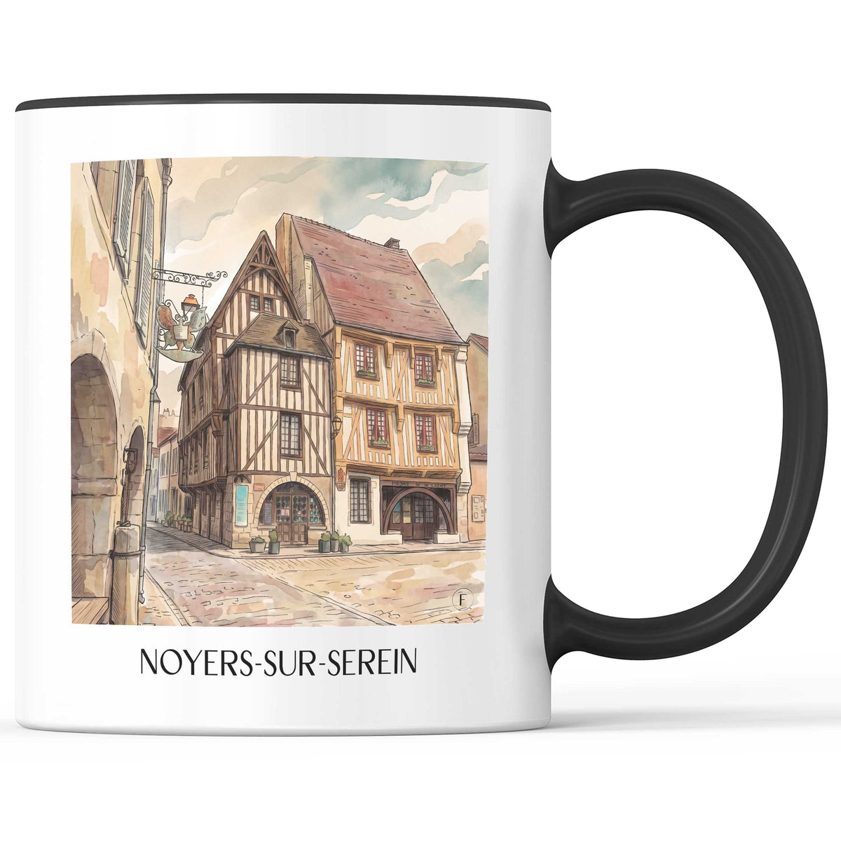 noyers-sur-serein-serein-frankreich-kaffeebecher-aquarell