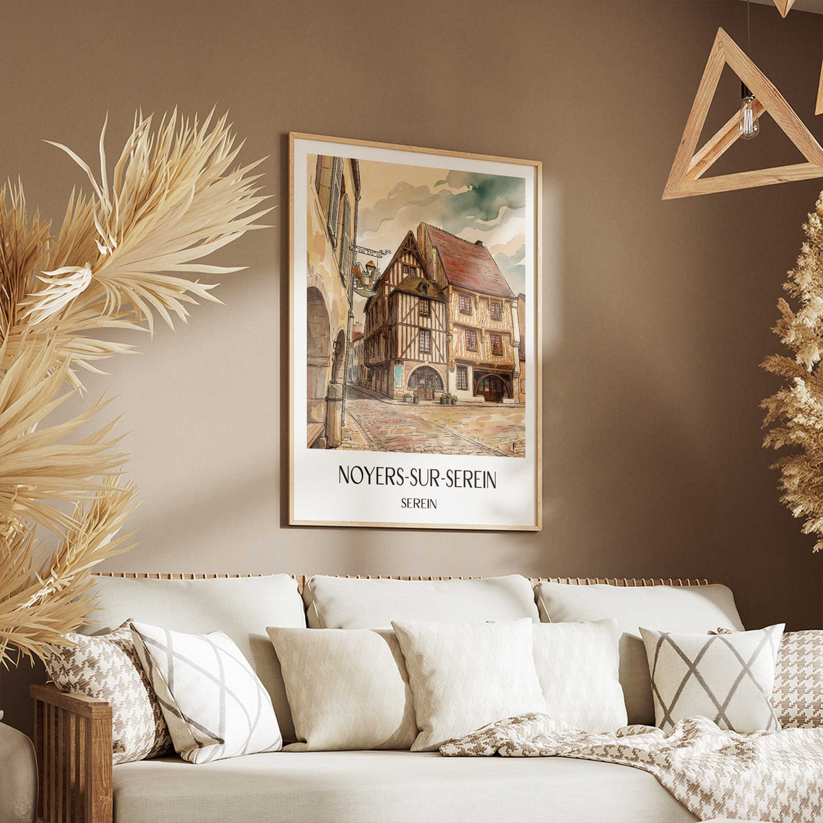 noyers-sur-serein-serein-frankreich-poster-aquarell