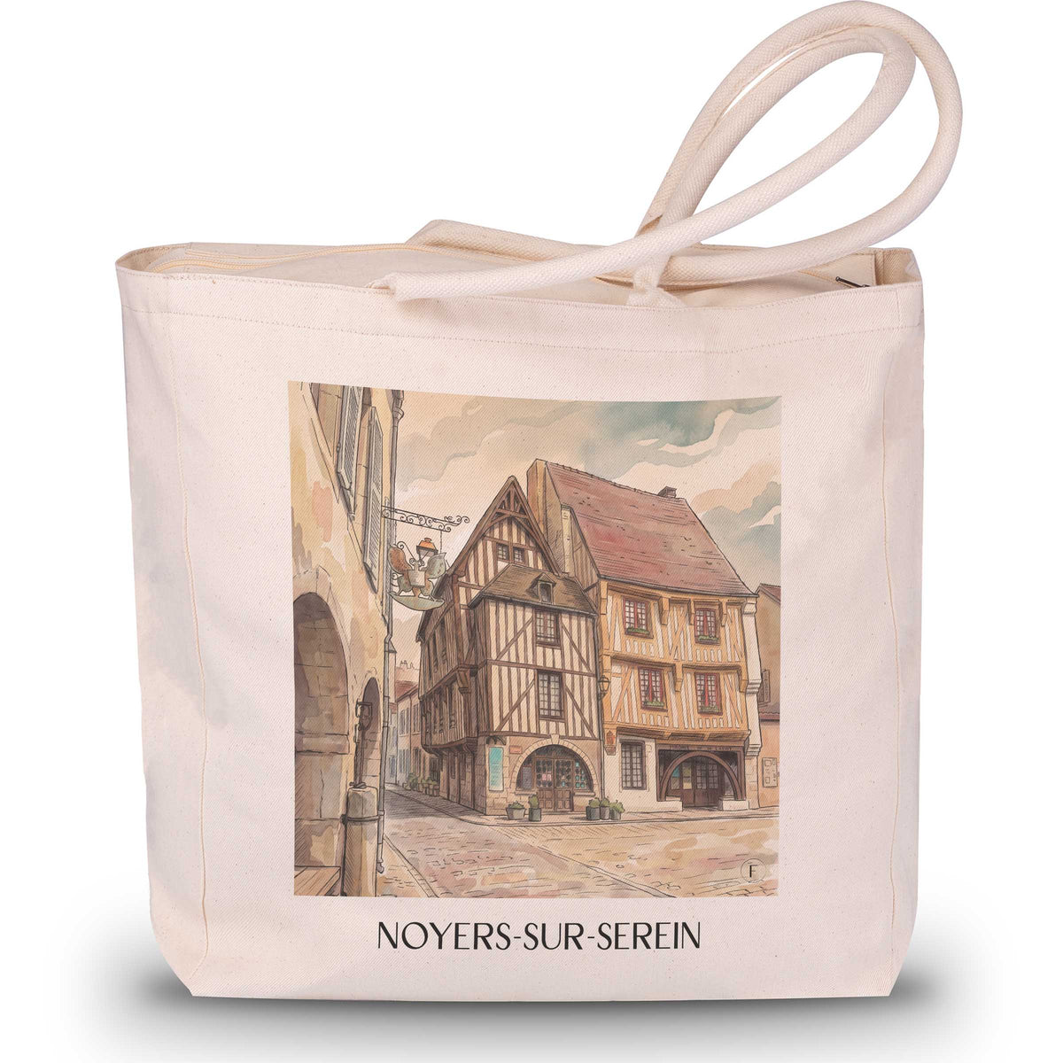 Noyers-sur-Serein Shopping Tasche - Serein - Frankreich Tote Bag - Einkaufstasche im Aquarell Stil