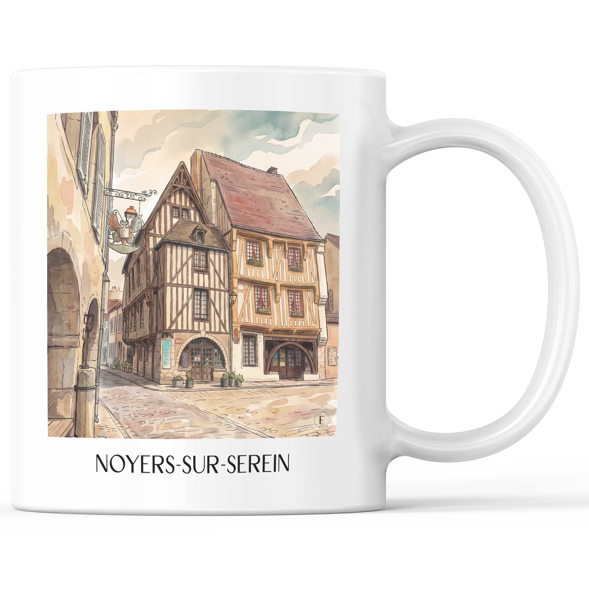 Noyers-sur-Serein Kaffeebecher - Serein - Frankreich Becher - Kaffeetasse im Aquarell Stil