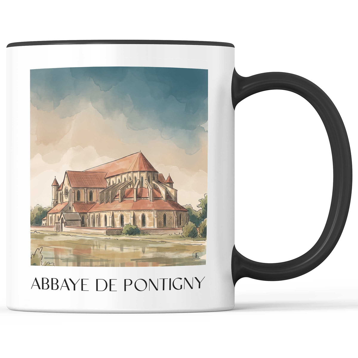 abbaye-de-pontigny-bourgogne-frankreich-kaffeebecher-aquarell