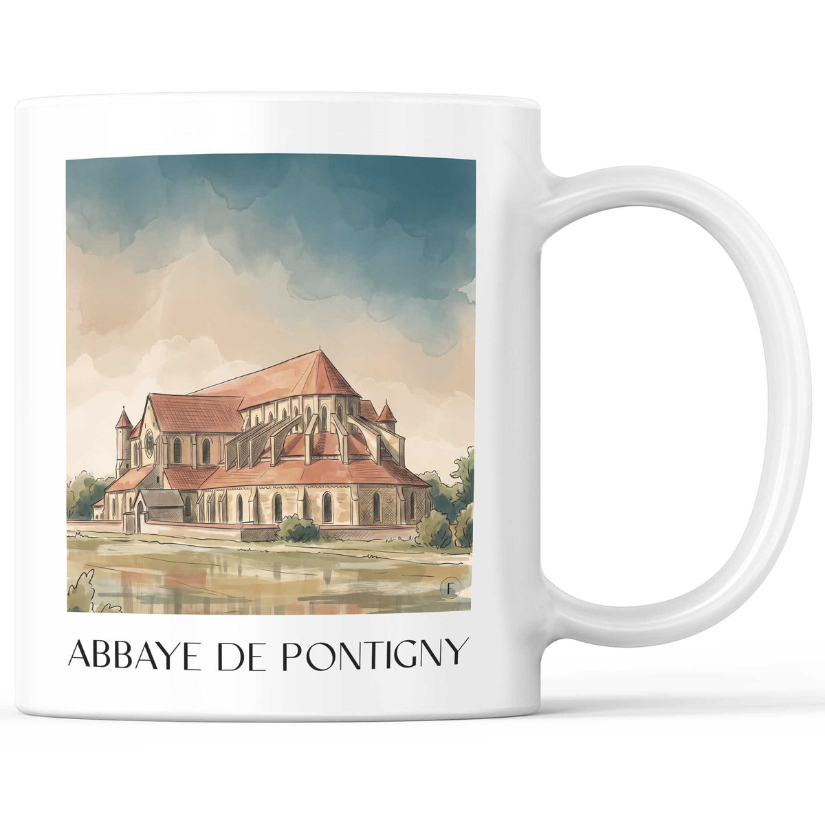 Abbaye de Pontigny Kaffeebecher - Bourgogne - Frankreich Becher - Kaffeetasse im Aquarell Stil