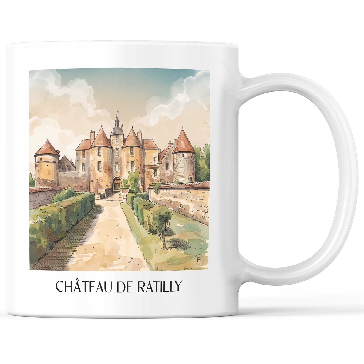 Château de Ratilly Kaffeebecher - Puisaye - Frankreich Becher - Kaffeetasse im Aquarell Stil