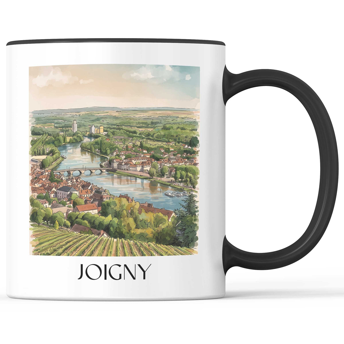 joigny-vallée-de-l'yonne-frankreich-kaffeebecher-aquarell