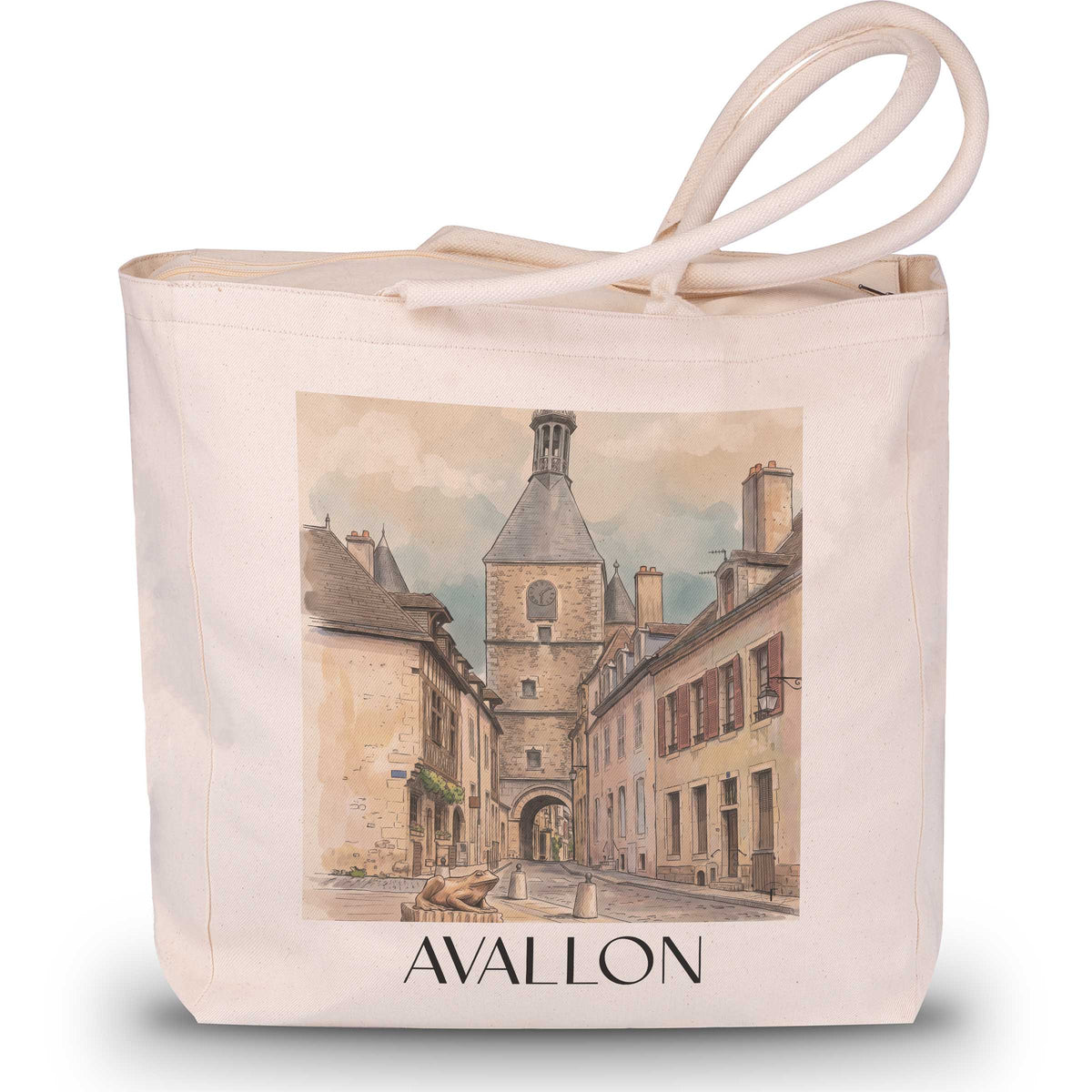 avallon-morvan-frankreich-einkaufstasche-aquarell