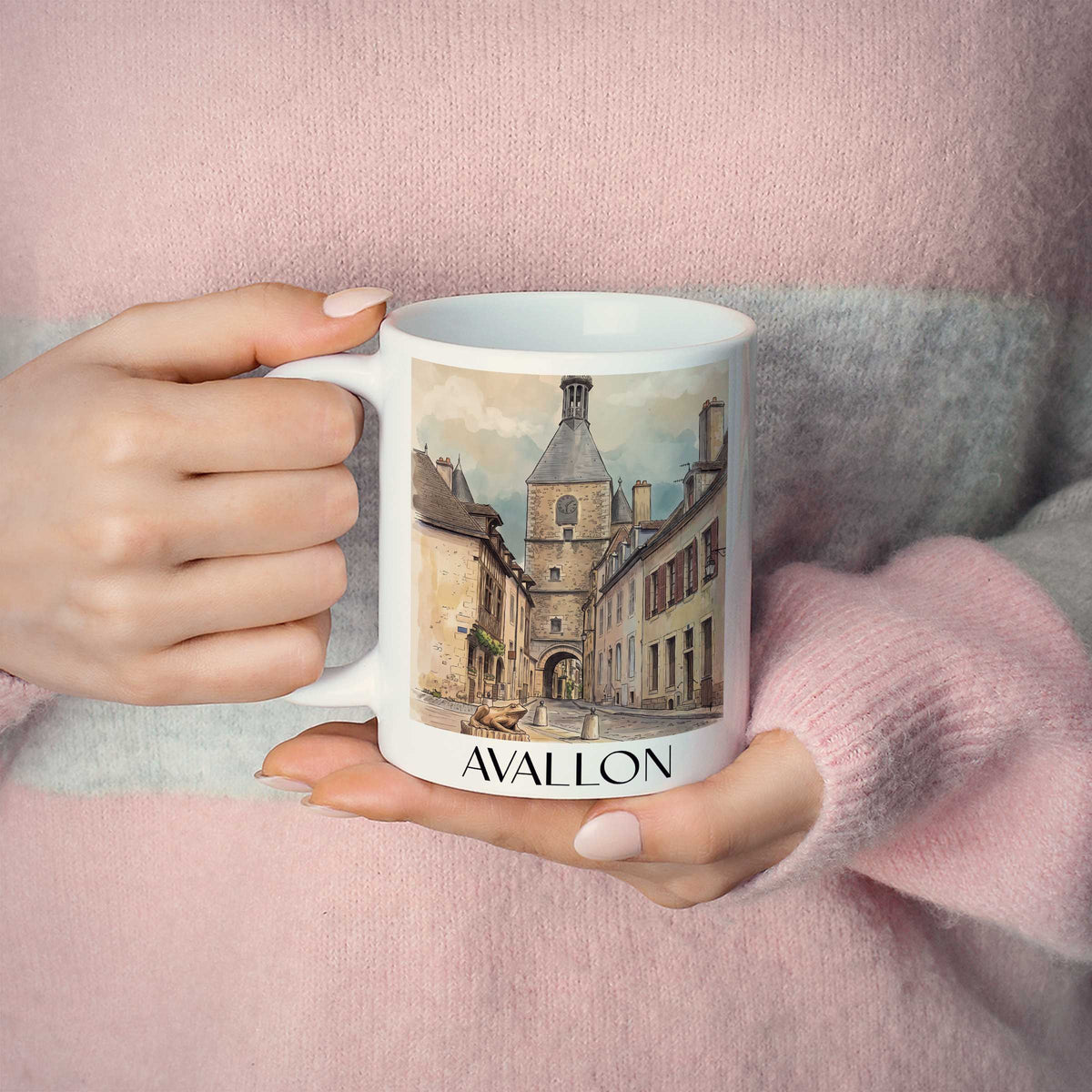 avallon-morvan-frankreich-kaffeebecher-aquarell