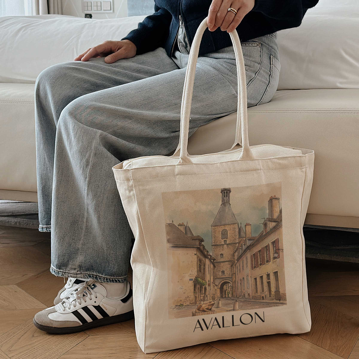 avallon-morvan-frankreich-einkaufstasche-aquarell