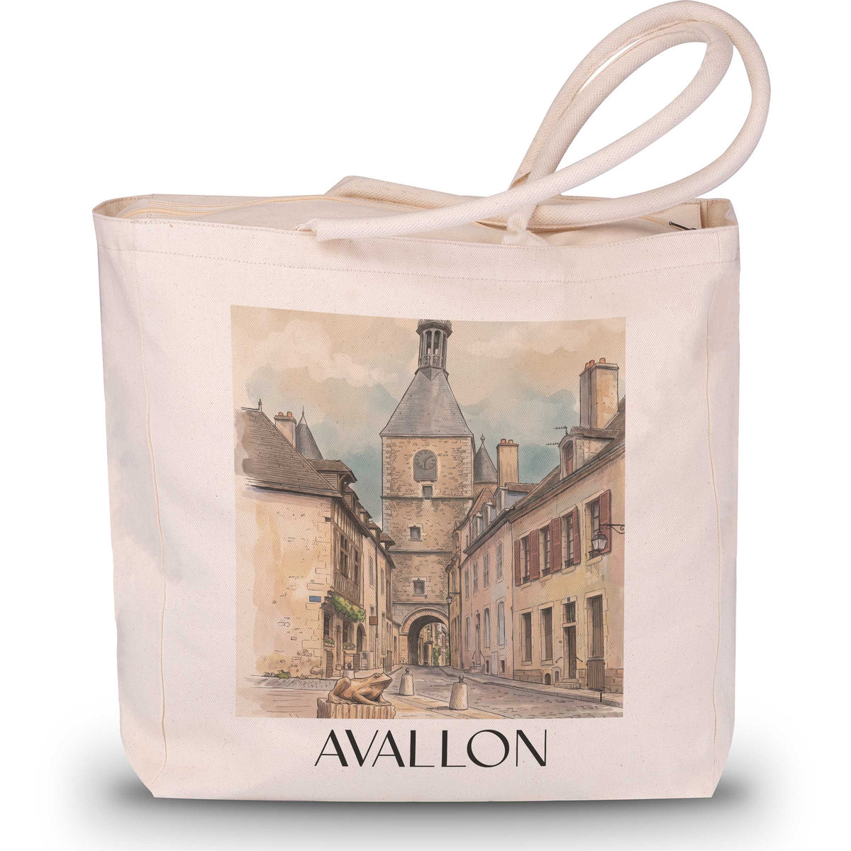 Avallon Shopping Tasche - Morvan - Frankreich Tote Bag - Einkaufstasche im Aquarell Stil