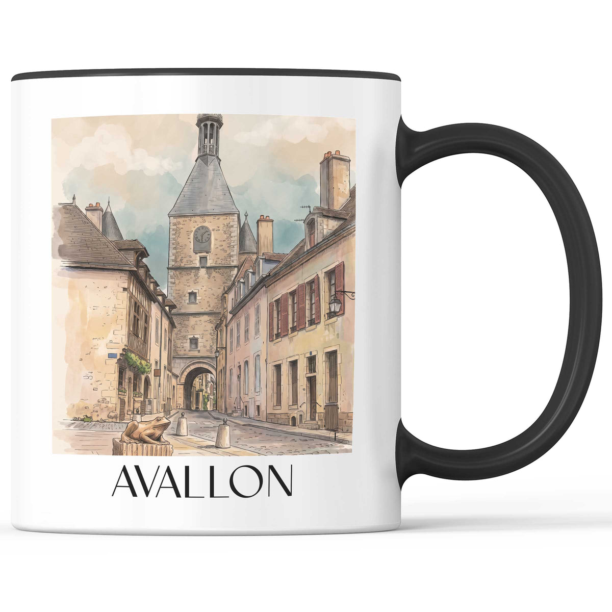 Avallon Kaffeebecher - Morvan - Frankreich Becher - Kaffeetasse im Aquarell Stil