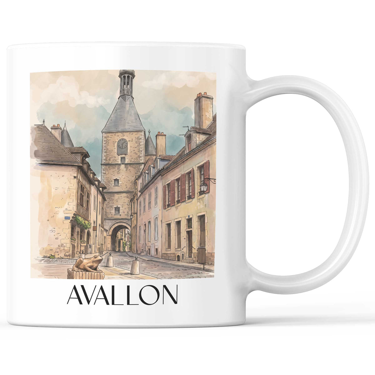 Avallon Kaffeebecher - Morvan - Frankreich Becher - Kaffeetasse im Aquarell Stil