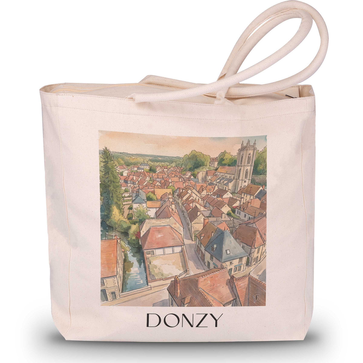 Donzy Shopping Tasche - Nivernais - Frankreich Tote Bag - Einkaufstasche im Aquarell Stil
