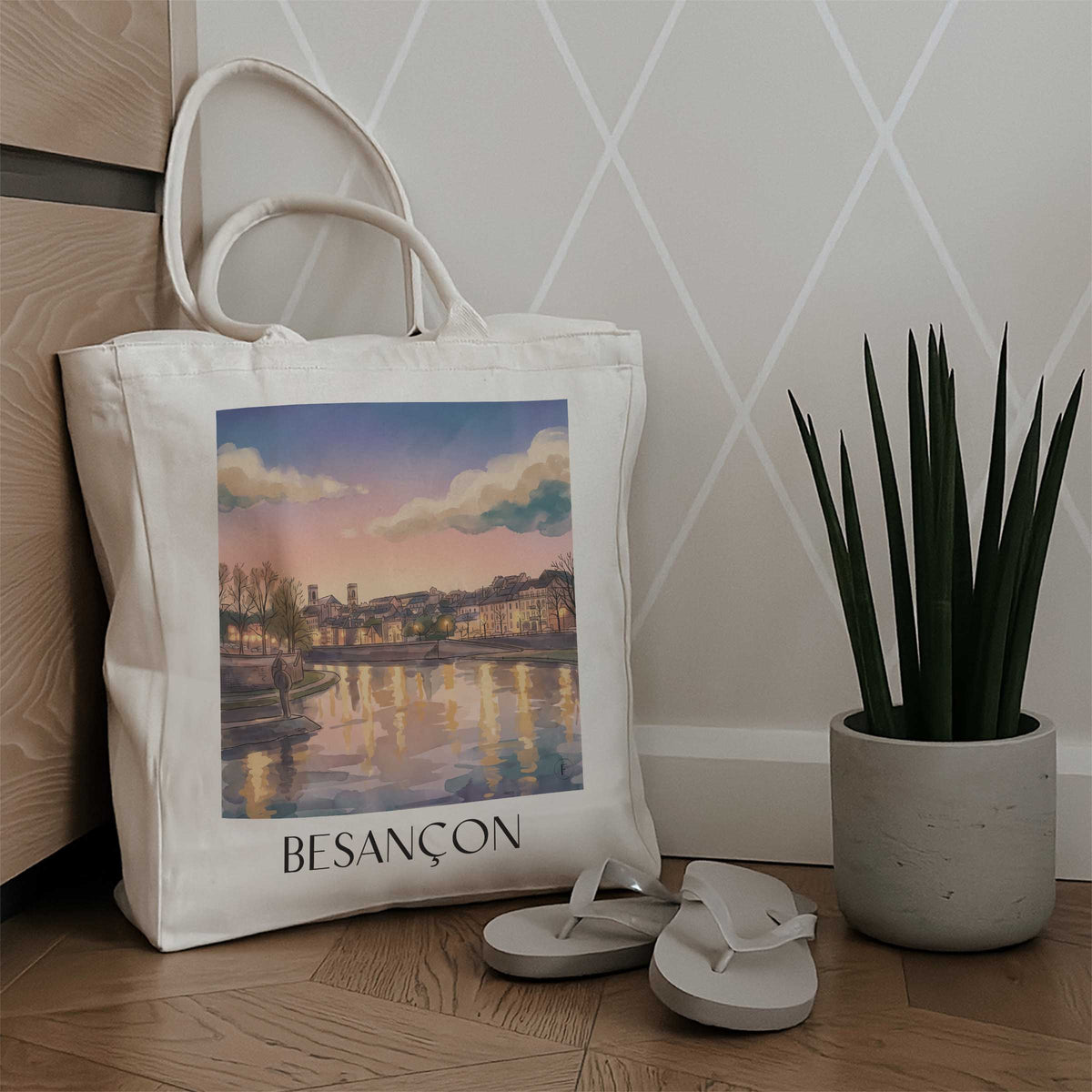 besançon-franche-comté-frankreich-einkaufstasche-aquarell