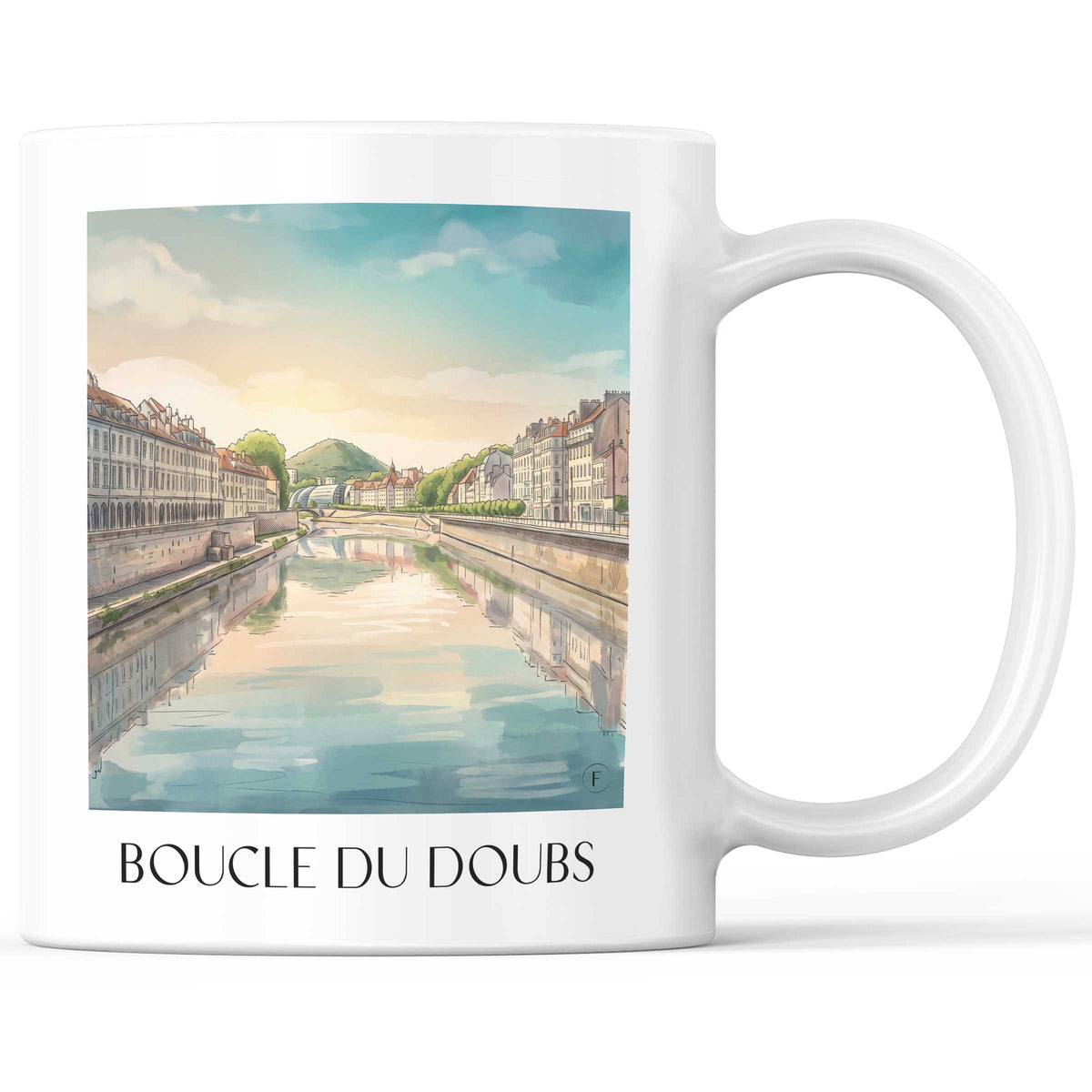 Boucle du Doubs Kaffeebecher - Besançon - Frankreich Becher - Kaffeetasse im Aquarell Stil