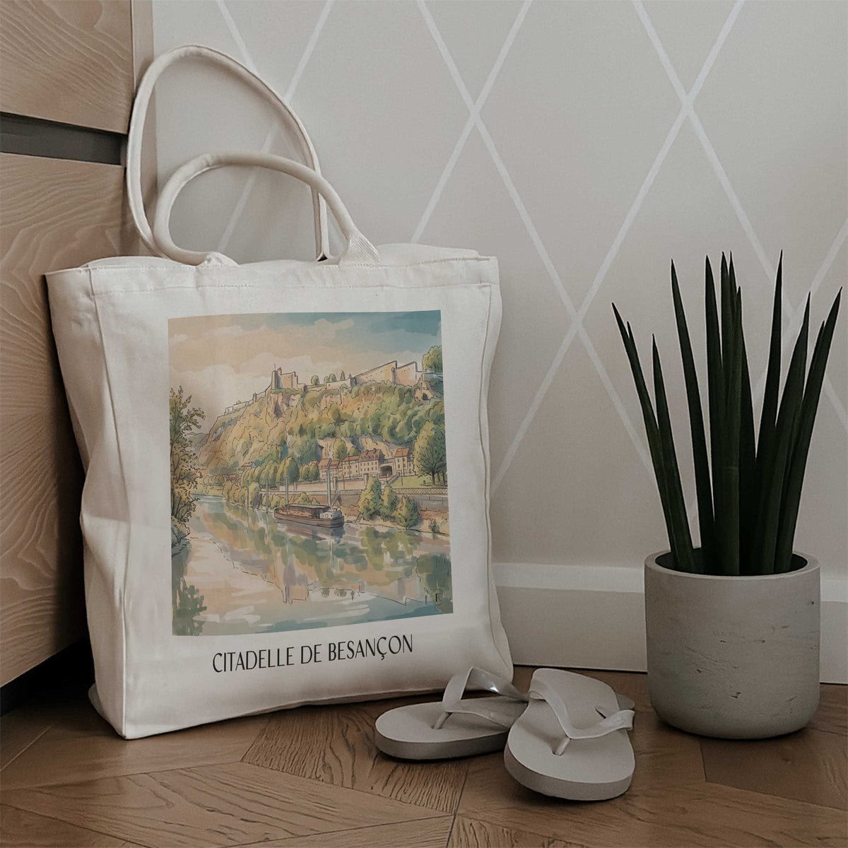 citadelle-de-besançon-besançon-frankreich-einkaufstasche-aquarell
