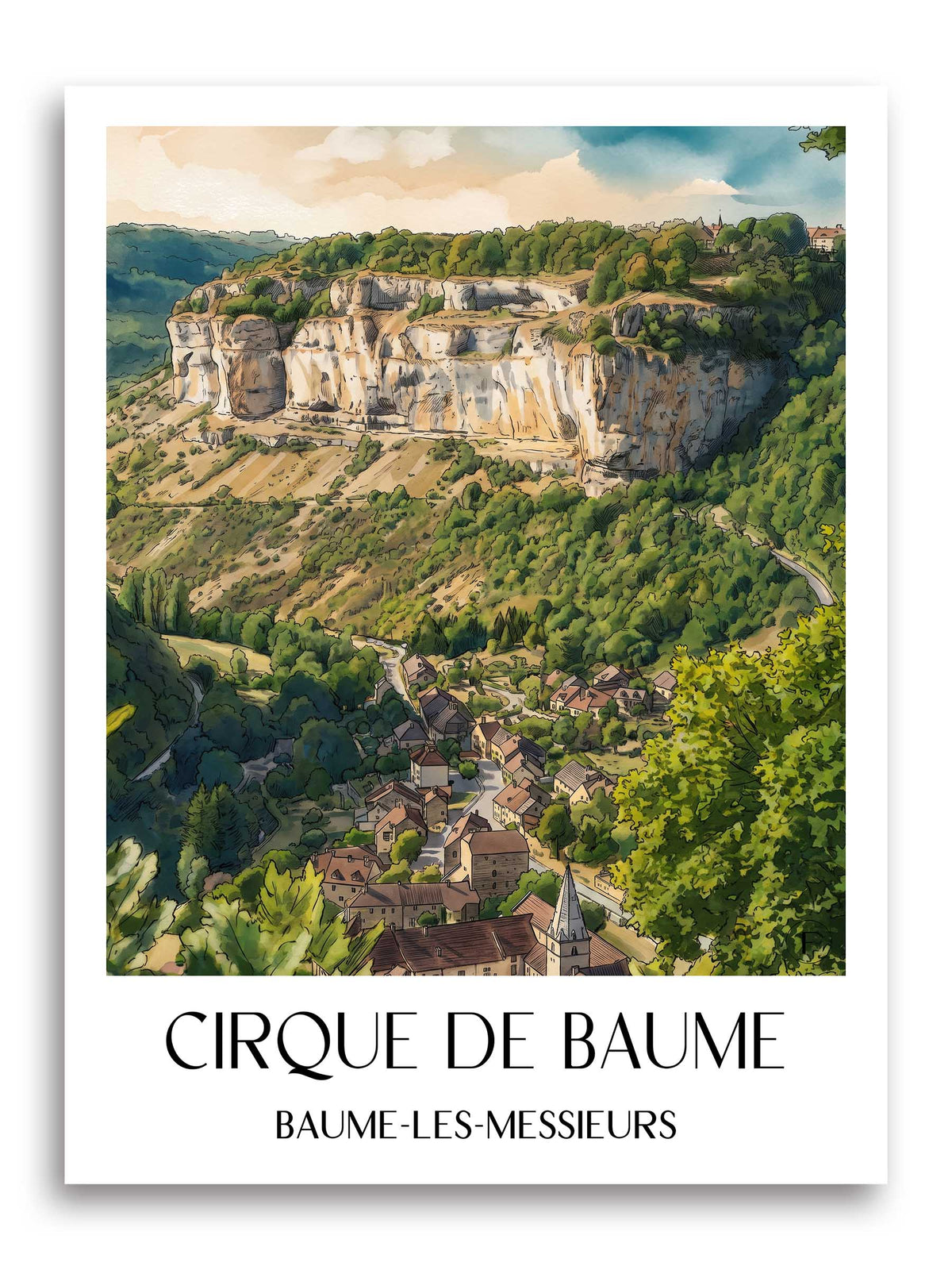 cirque-de-baume-baume-les-messieurs-frankreich-poster-aquarell
