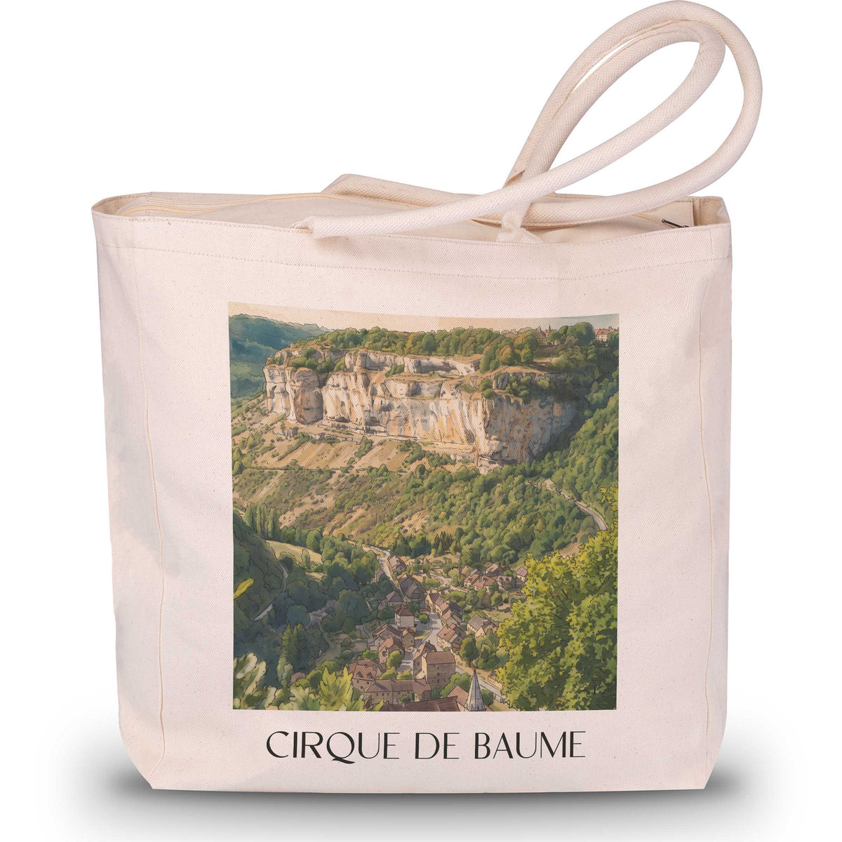 Cirque de Baume Shopping Tasche - Baume-les-Messieurs - Frankreich Tote Bag - Einkaufstasche im Aquarell Stil
