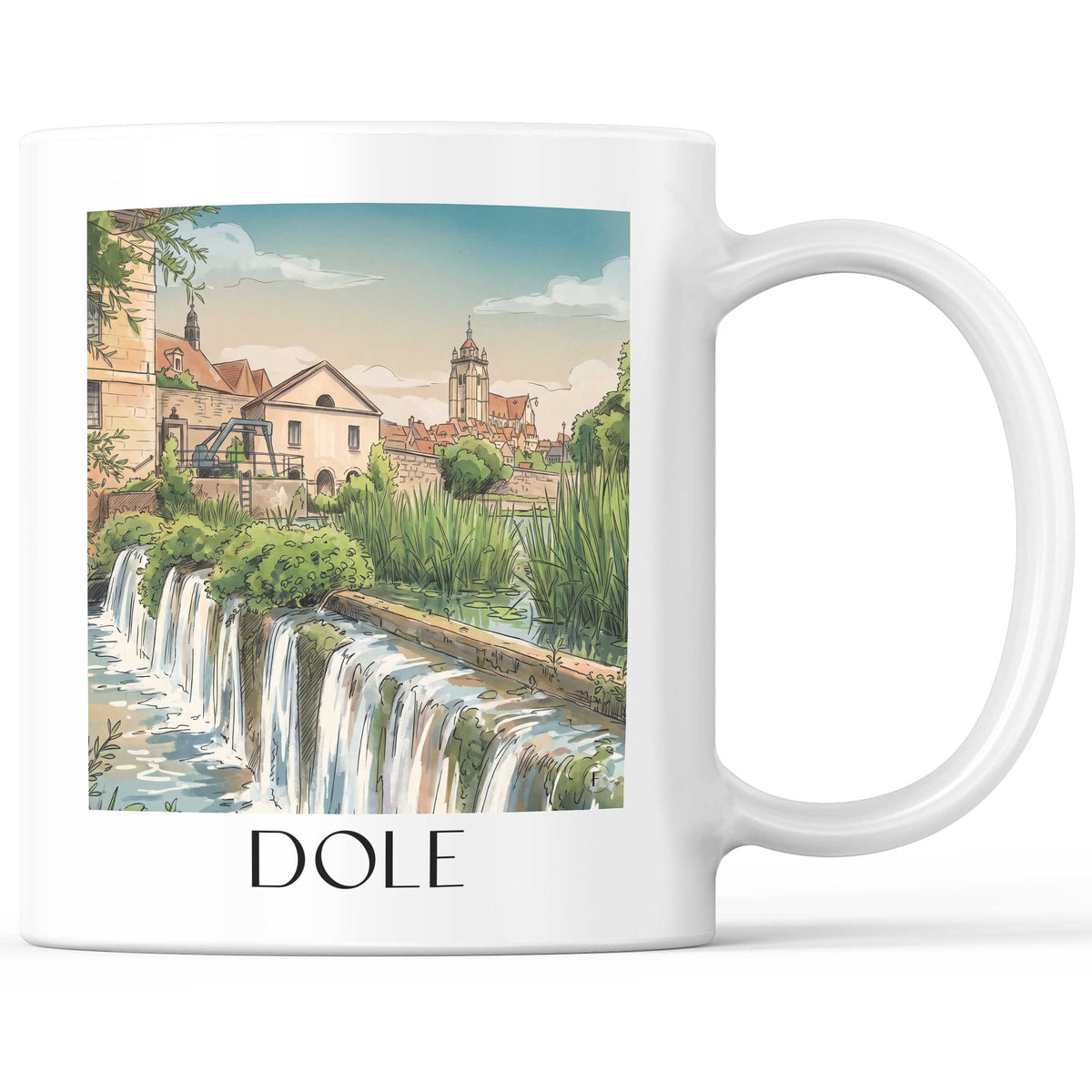 Dole Kaffeebecher - Jura - Frankreich Becher - Kaffeetasse im Aquarell Stil