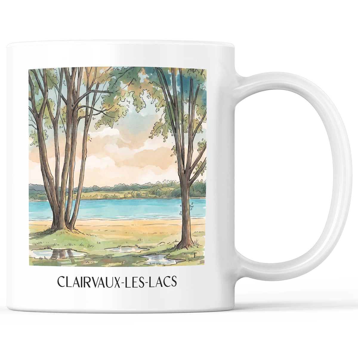 Clairvaux-les-Lacs Kaffeebecher - Région des Lacs - Frankreich Becher - Kaffeetasse im Aquarell Stil