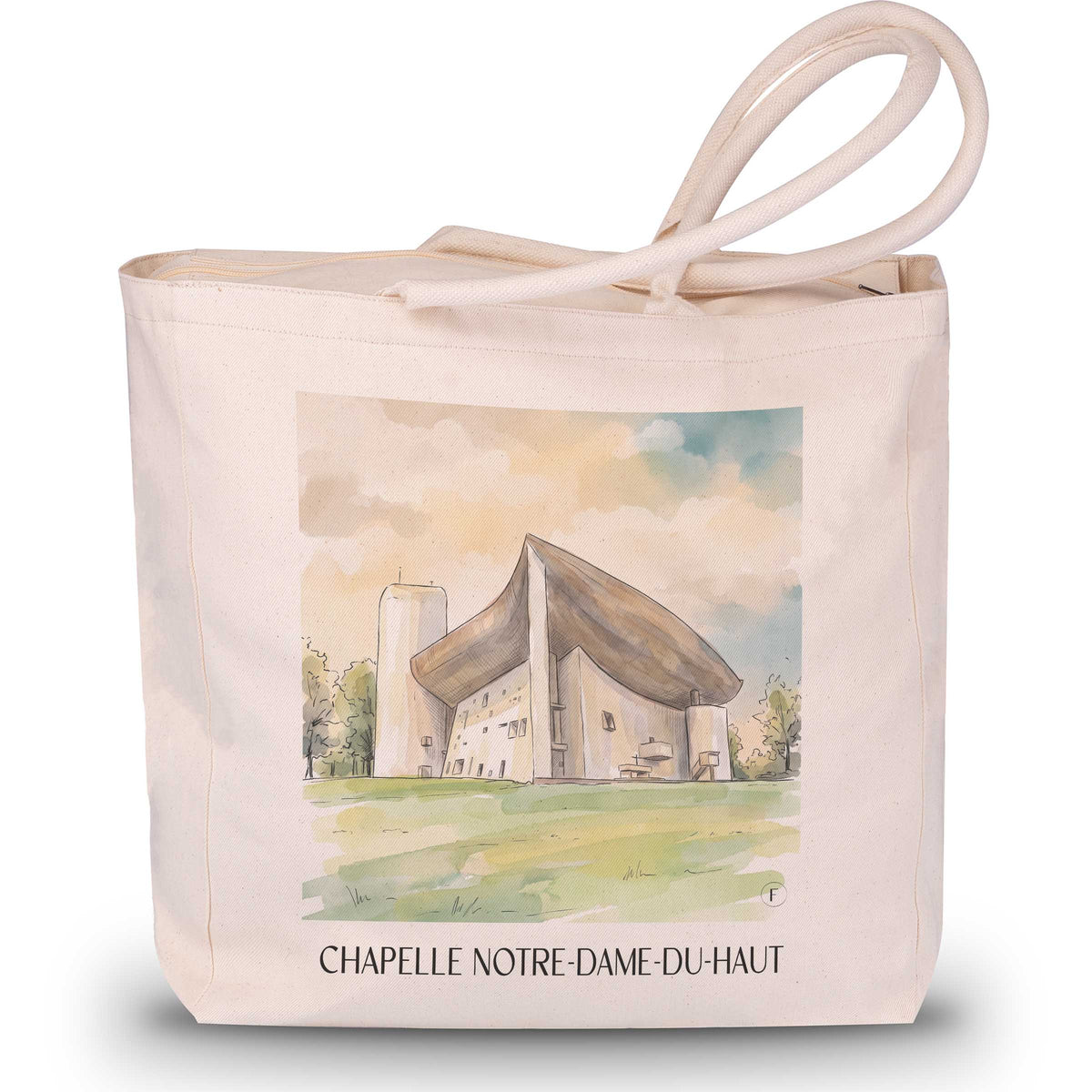 chapelle-notre-dame-du-haut-ronchamp-frankreich-einkaufstasche-aquarell