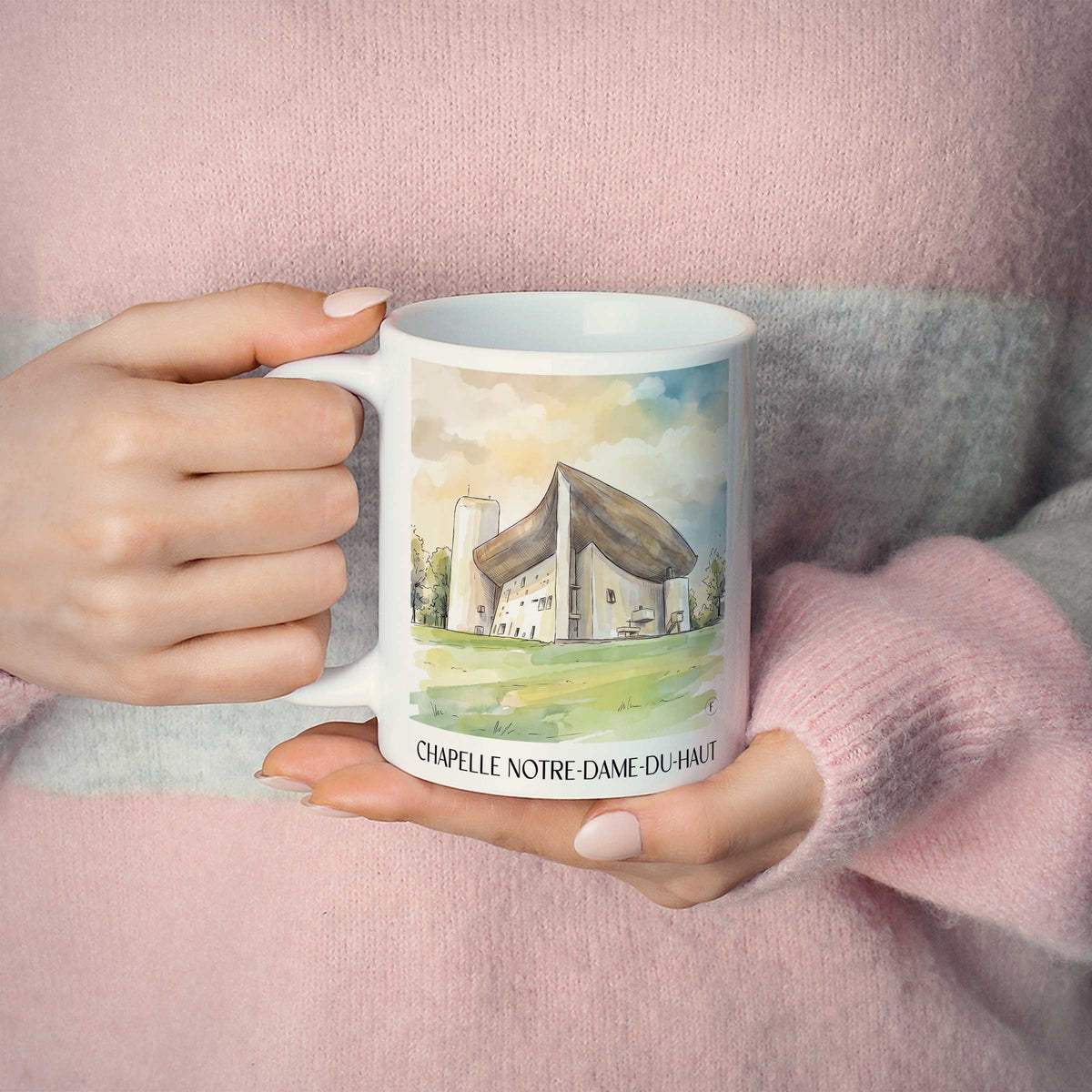 chapelle-notre-dame-du-haut-ronchamp-frankreich-kaffeebecher-aquarell