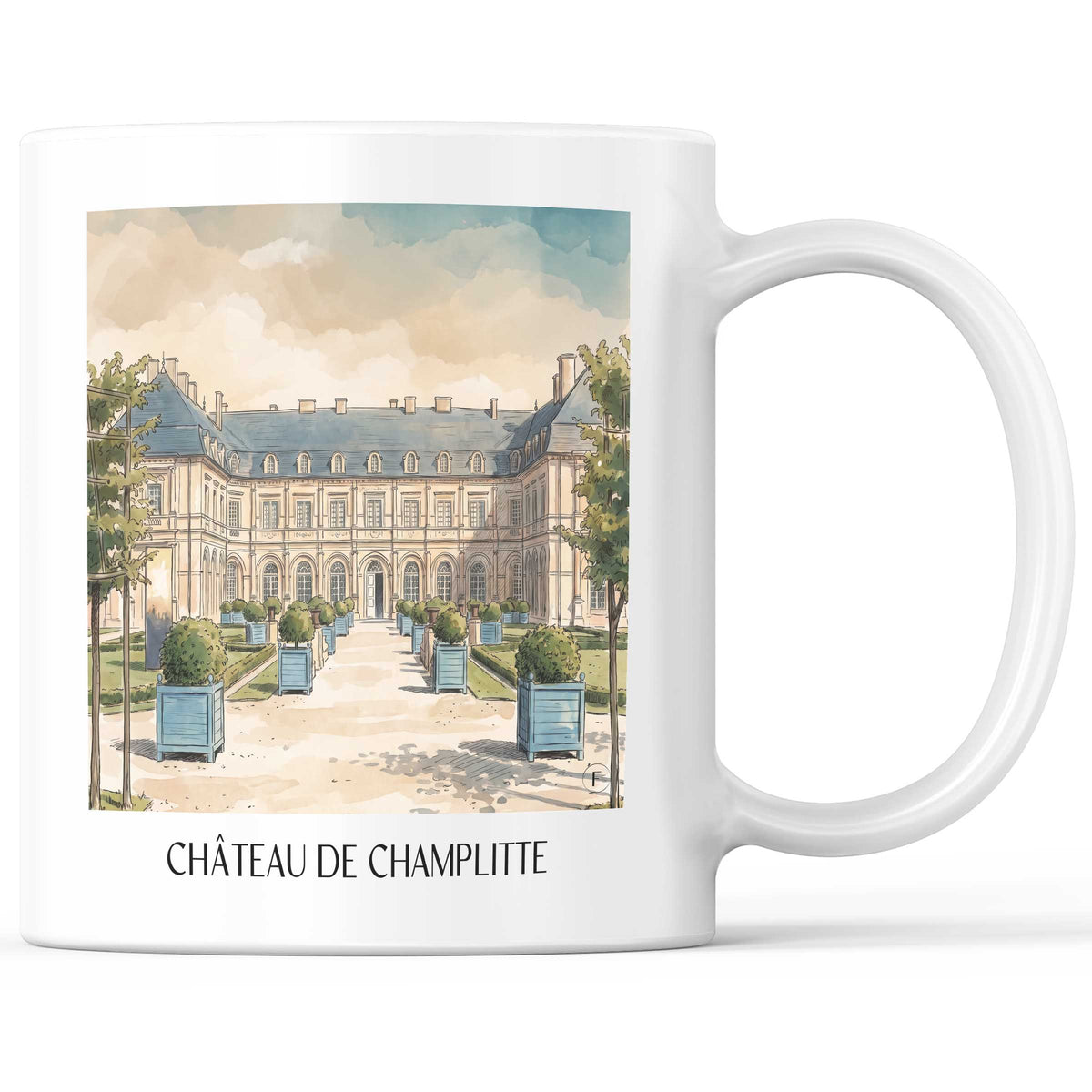 Château de Champlitte Kaffeebecher - Haute-Saône - Frankreich Becher - Kaffeetasse im Aquarell Stil