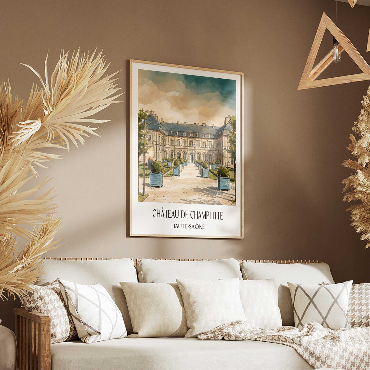 château-de-champlitte-haute-saône-frankreich-poster-aquarell