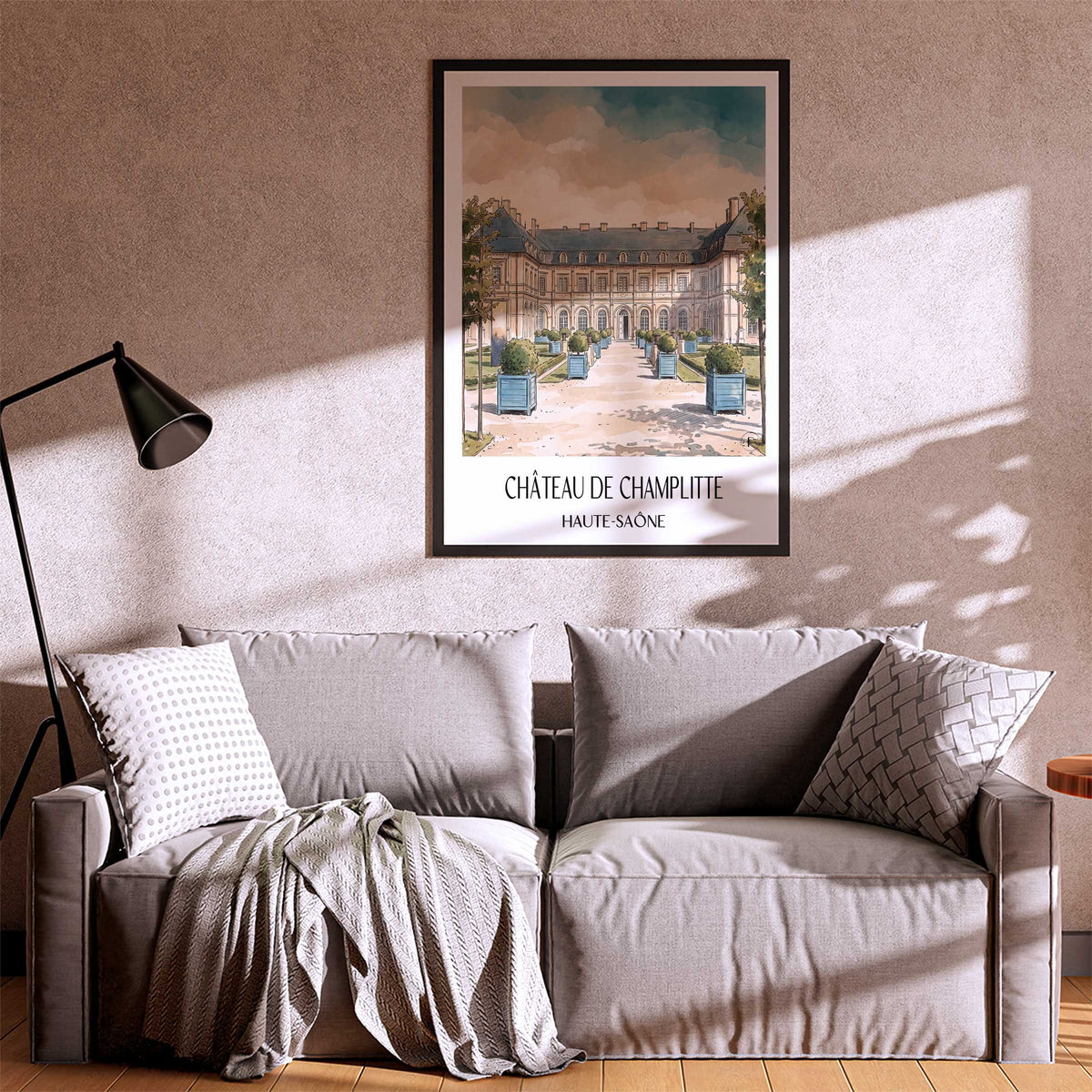 château-de-champlitte-haute-saône-frankreich-poster-aquarell